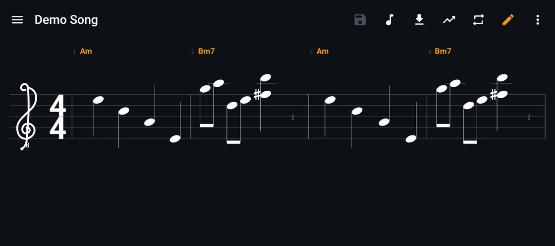 Standard notation view of the same score in Cesure