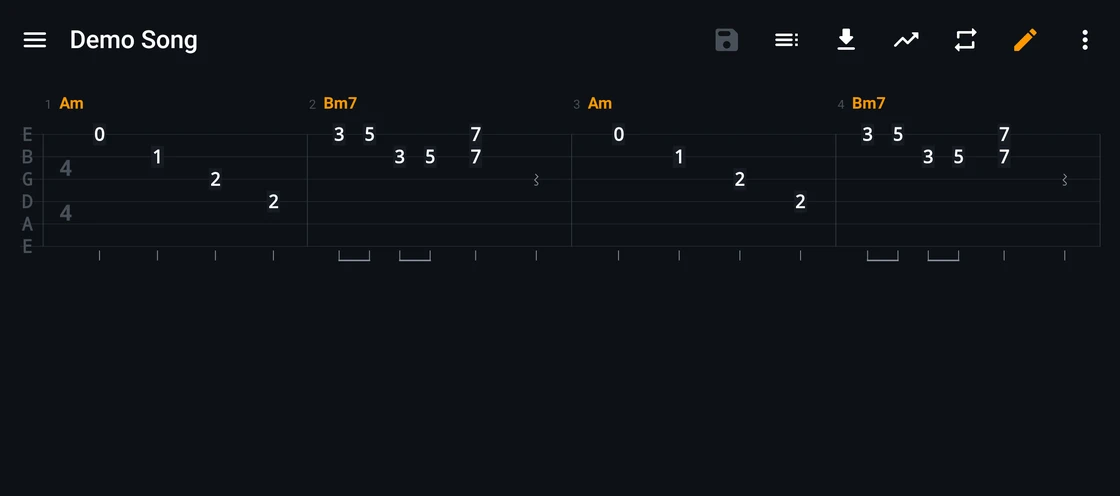 The Cesure tab editor open in a browser, showing a guitar tablature with playback controls