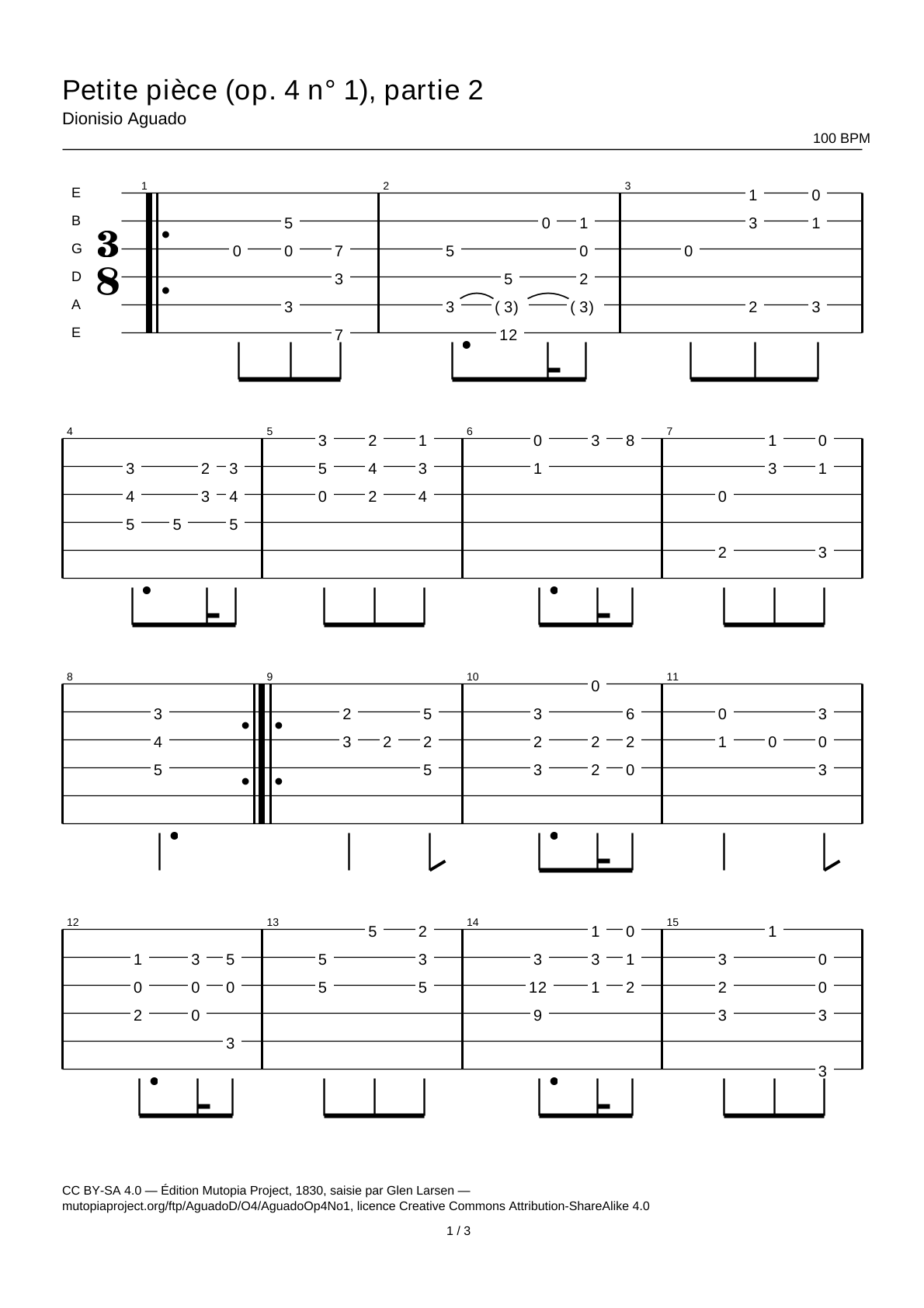 Petite pièce (Op. 4 No. 1), part 2 — Guitar Tab