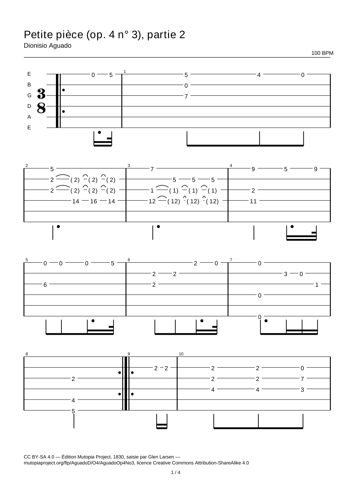 Petite pièce (Op. 4 No. 3), part 2 — Guitar Tab