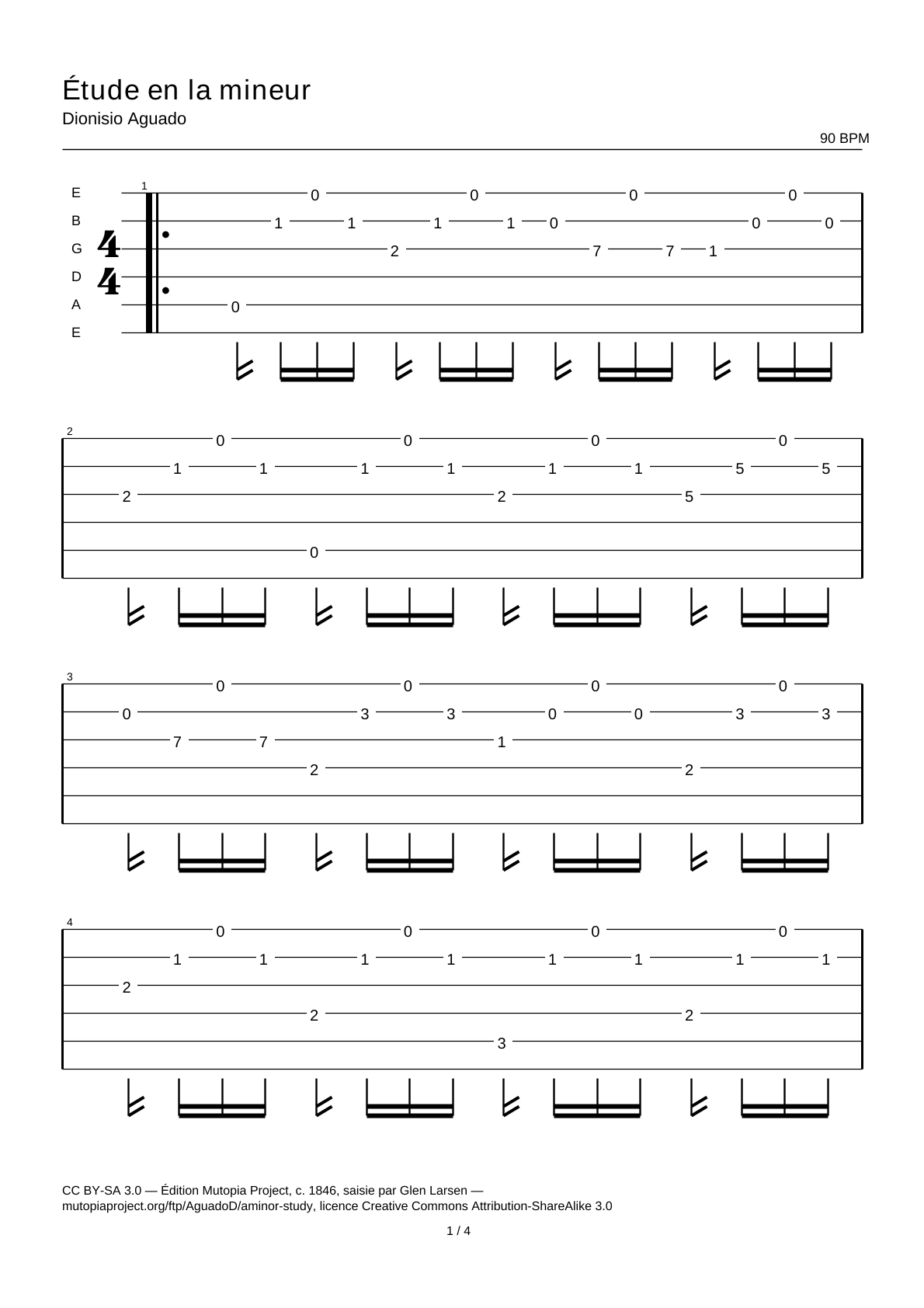 Study in A minor — Guitar Tab