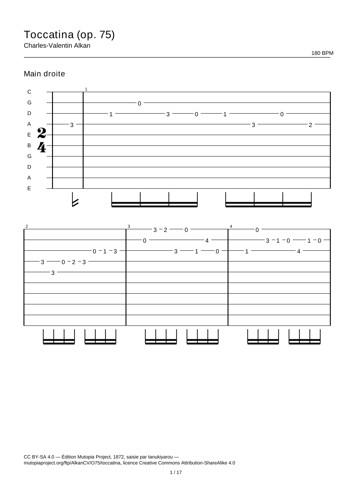 Toccatina (Op. 75) — Guitar Tab