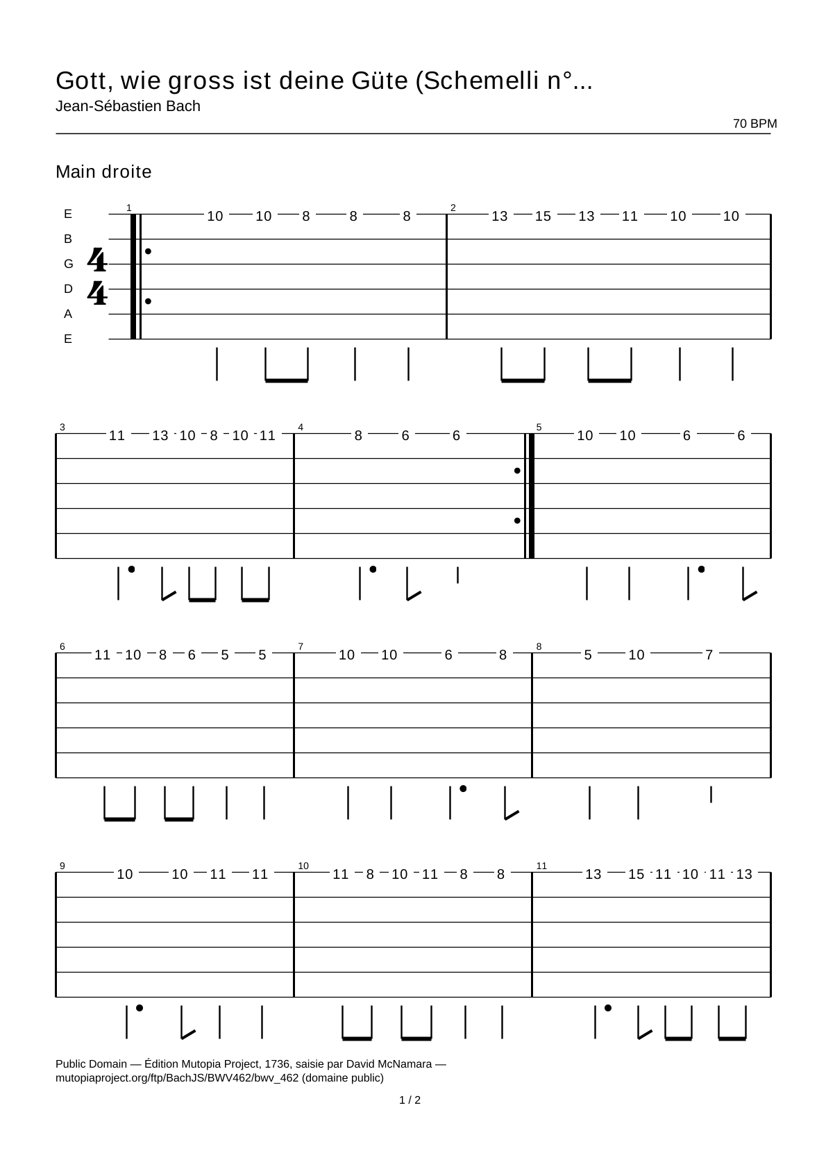 Gott, wie gross ist deine Güte (Schemelli No. 26) — Guitar Tab