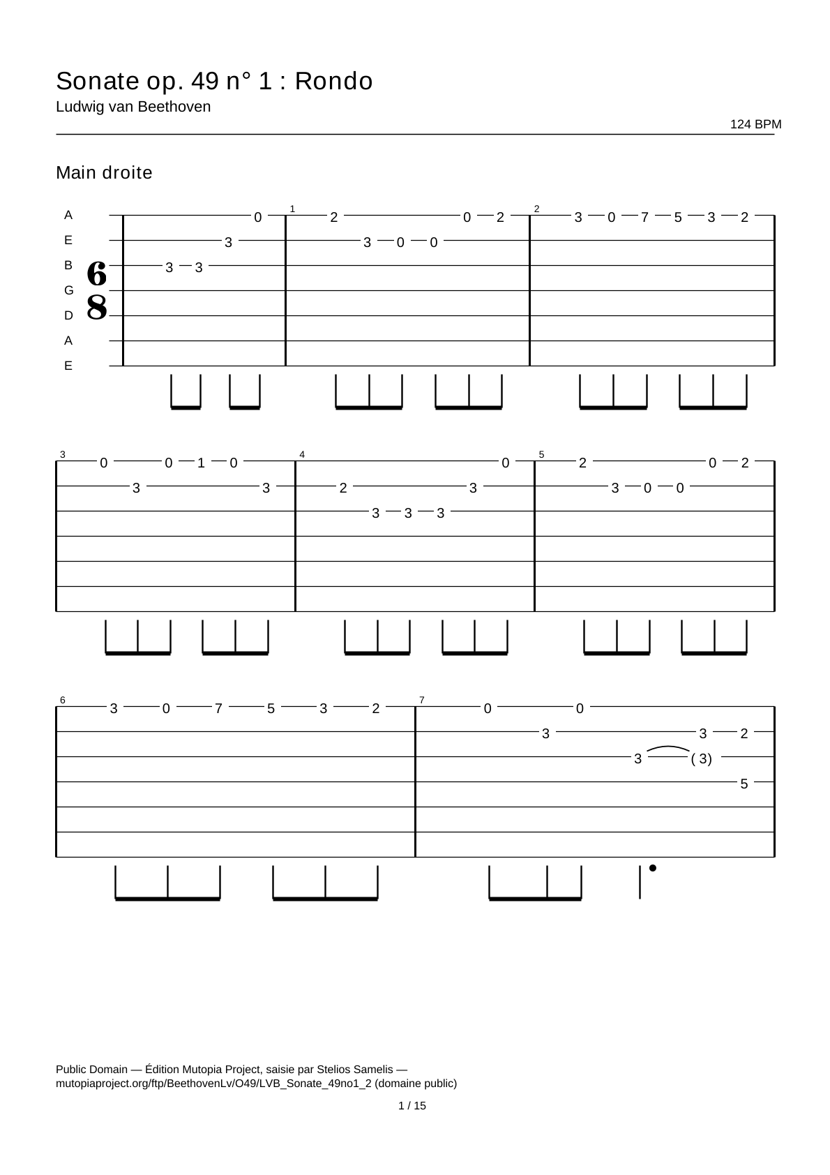 Sonata Op. 49 No. 1: Rondo — Guitar Tab