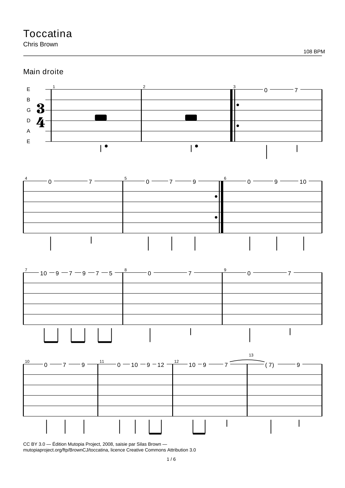 Toccatina — Tablatura de guitarra