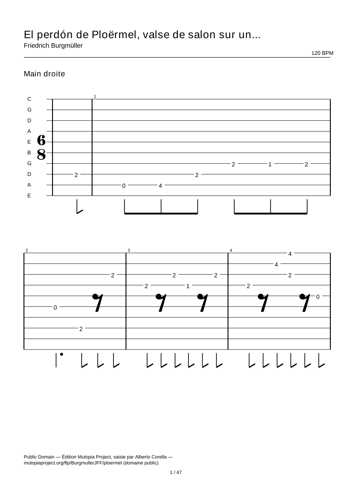 El perdón de Ploërmel, salon waltz on a theme by Meyerbeer — Guitar Tab