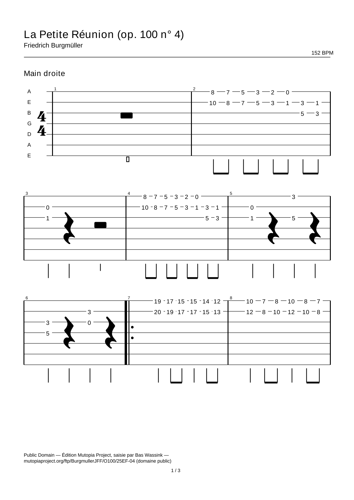 A Little Gathering (Op. 100 No. 4) — Guitar Tab
