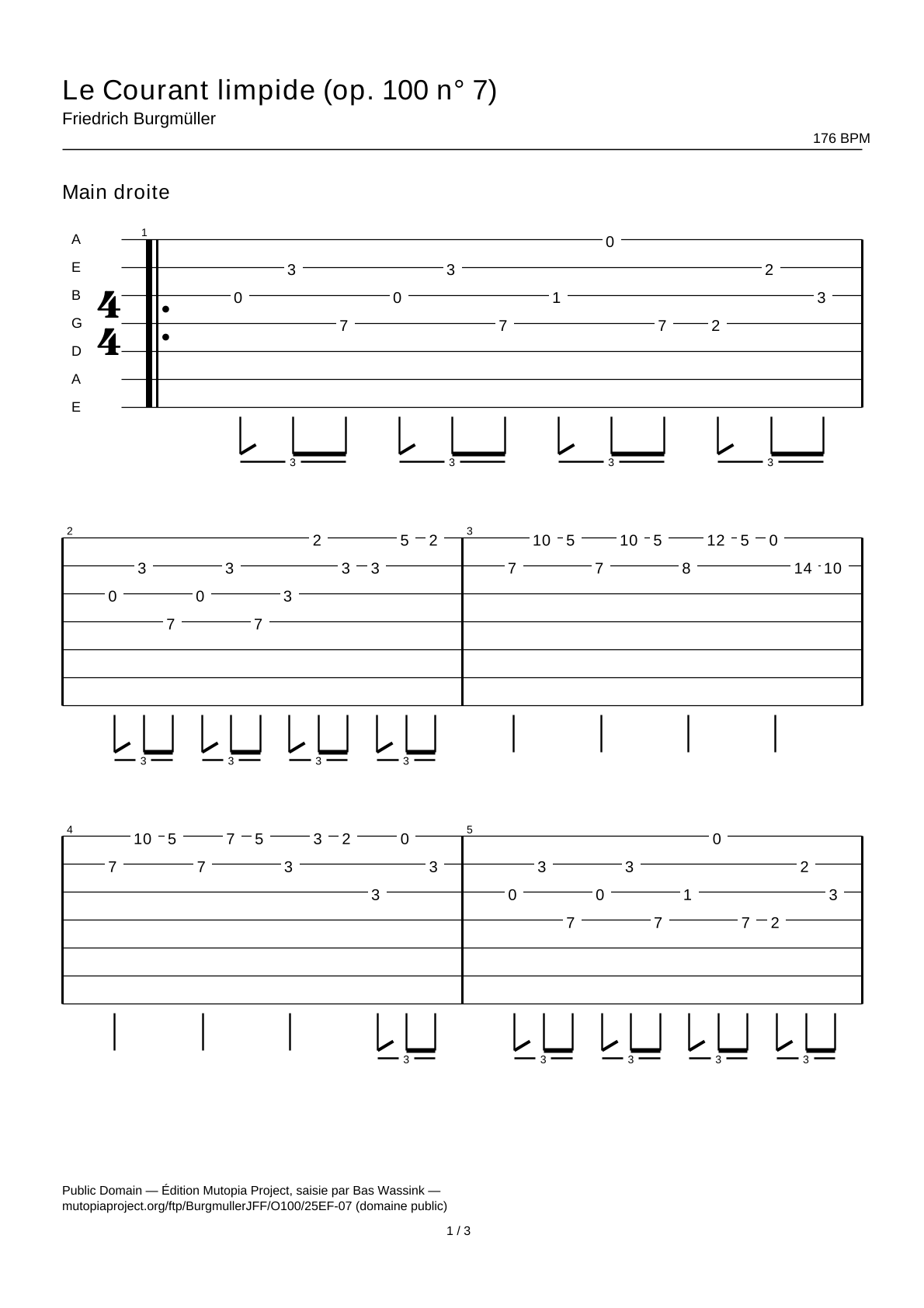 The Clear Stream (Op. 100 No. 7) — Guitar Tab