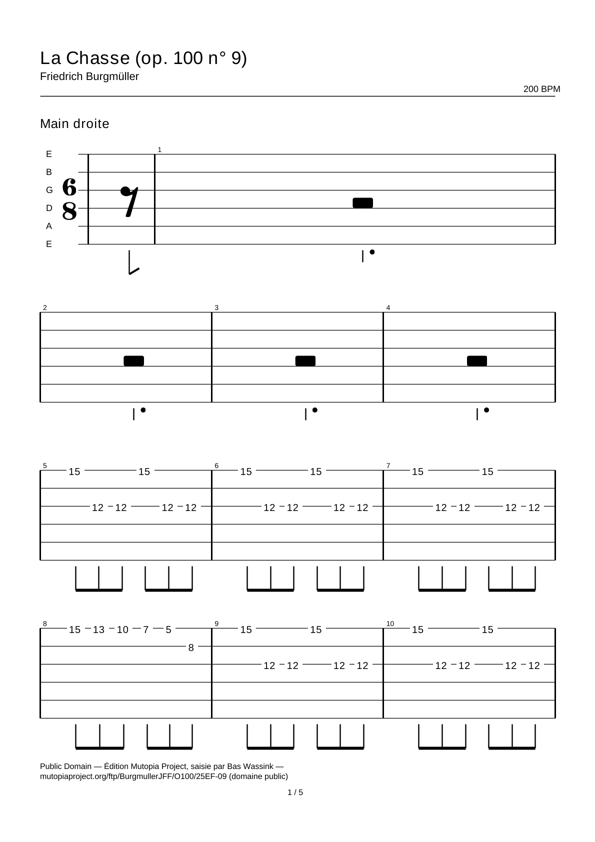 The Chase (Op. 100 No. 9) — Guitar Tab