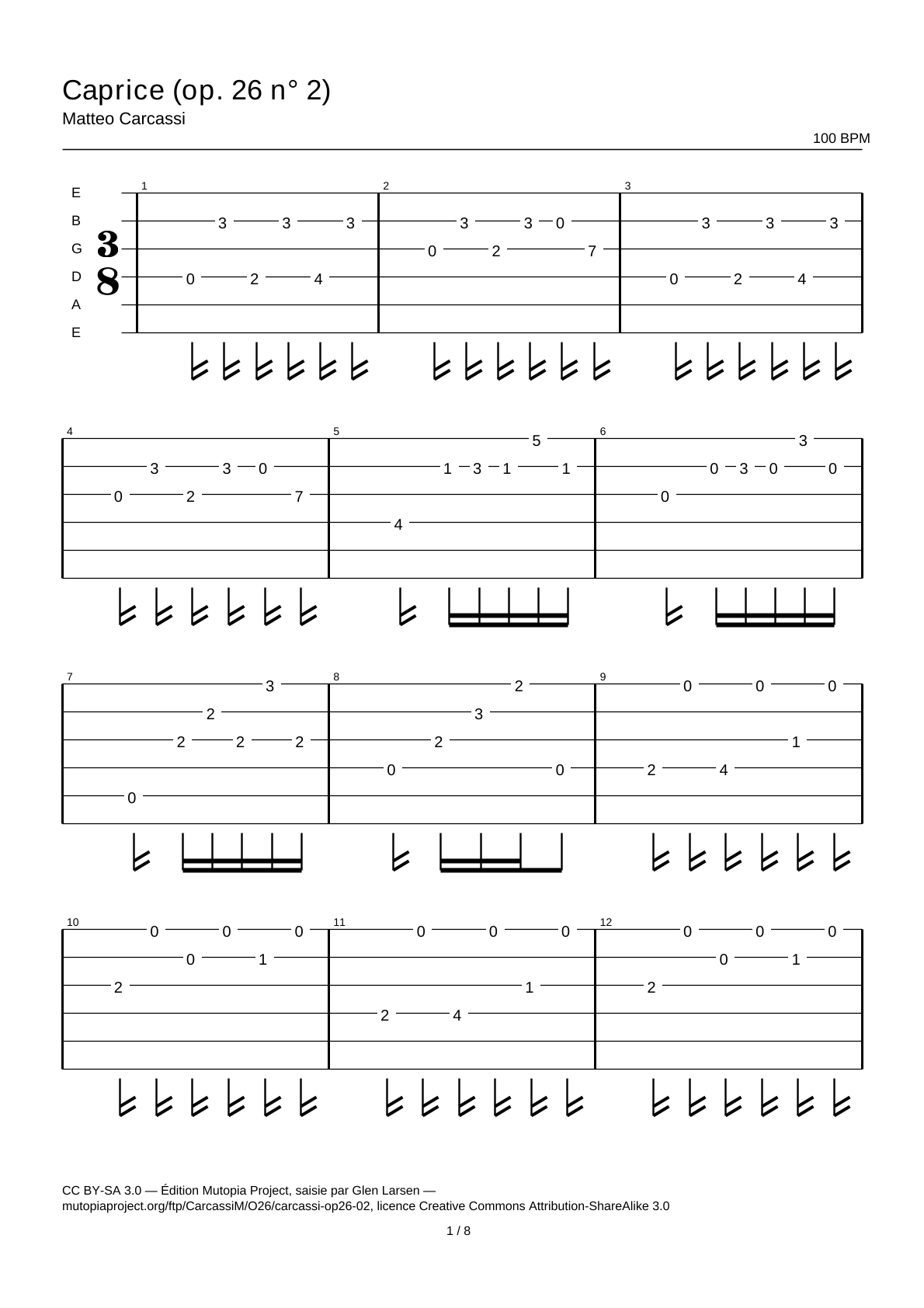 Caprice (Op. 26 No. 2) — Guitar Tab