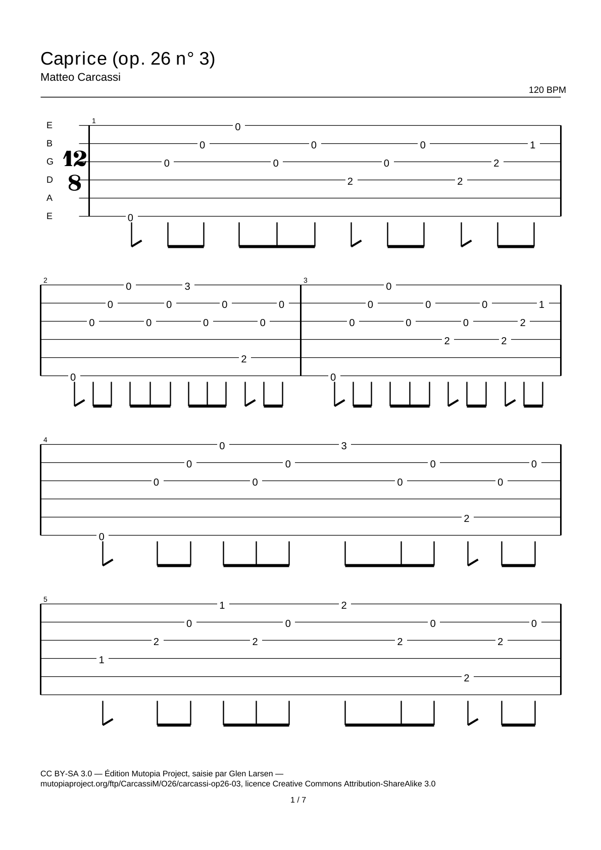 Caprice (Op. 26 No. 3) — Guitar Tab