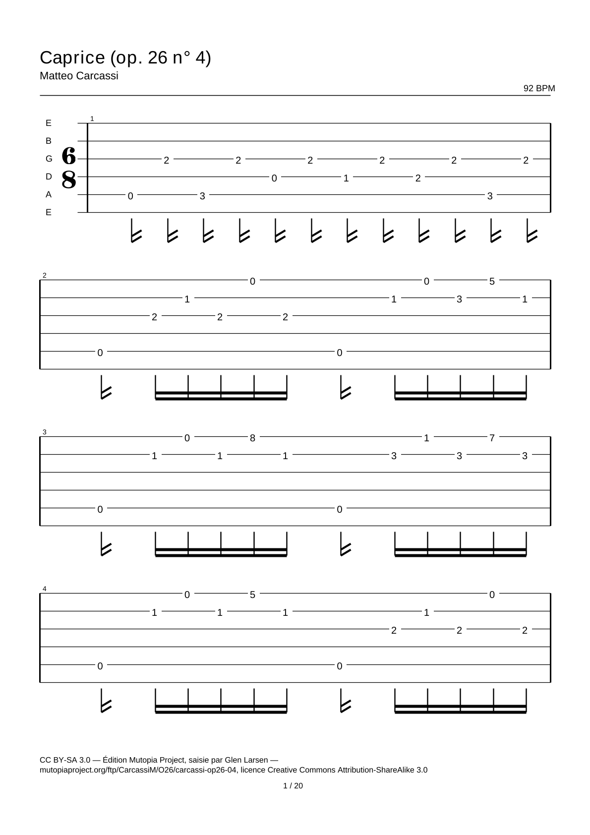 Caprice (Op. 26 No. 4) — Guitar Tab
