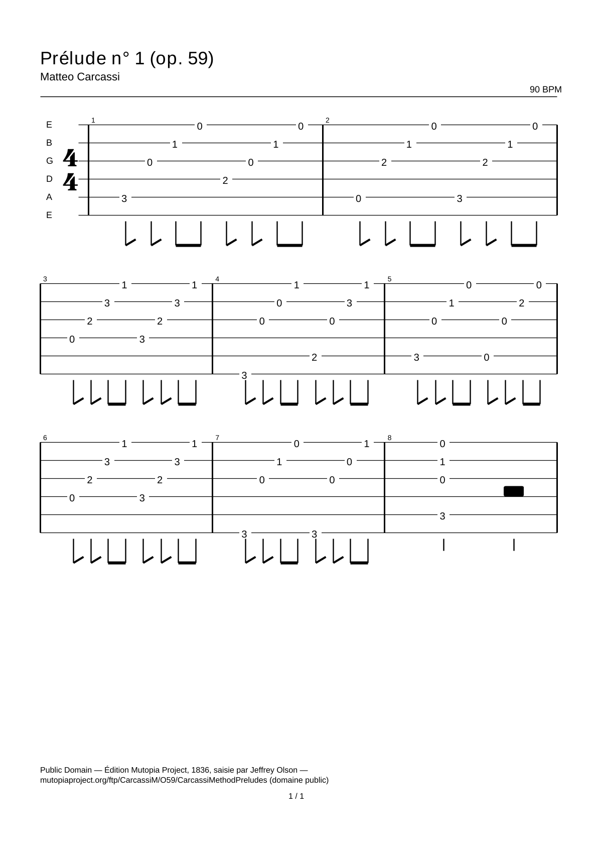 Prelude No. 1 (Op. 59) — Guitar Tab