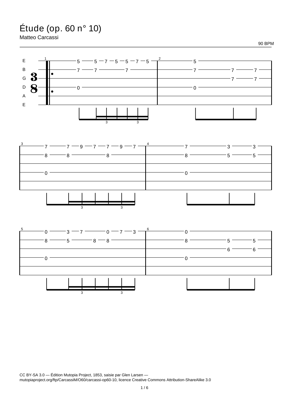 Study (Op. 60 No. 10) — Guitar Tab