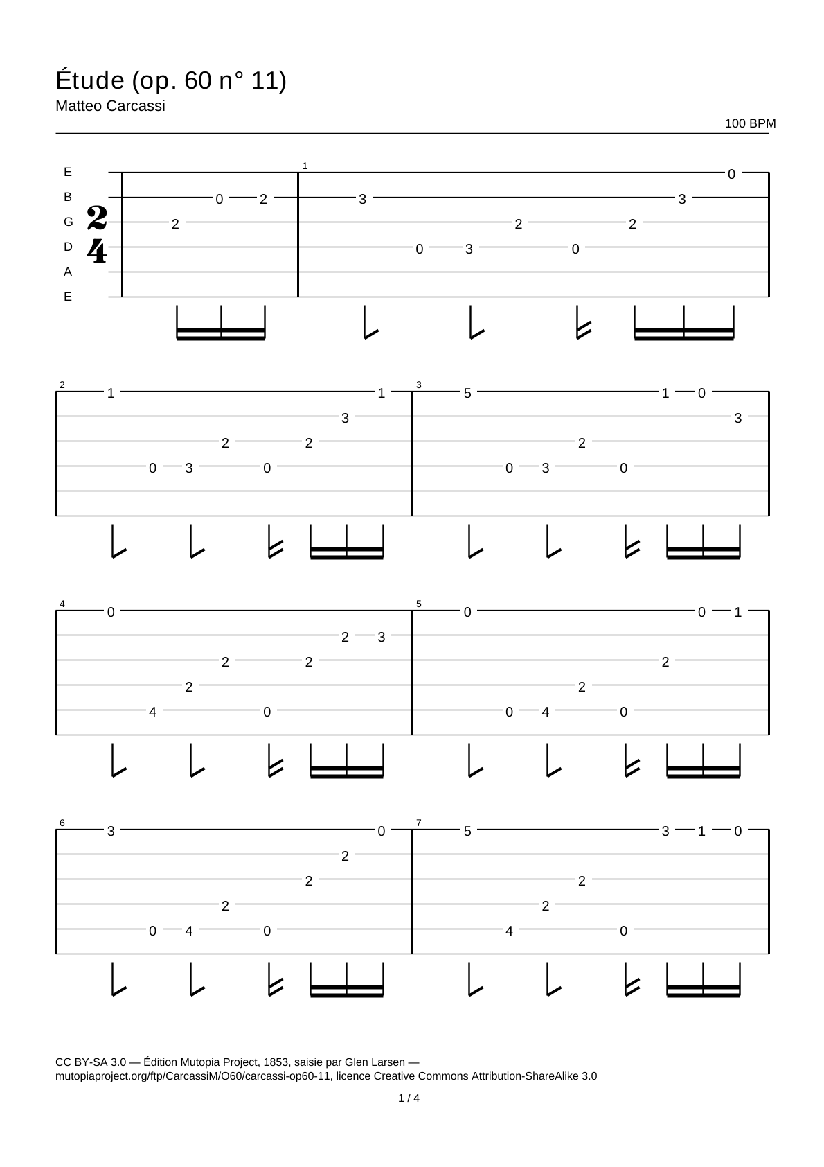Study (Op. 60 No. 11) — Guitar Tab