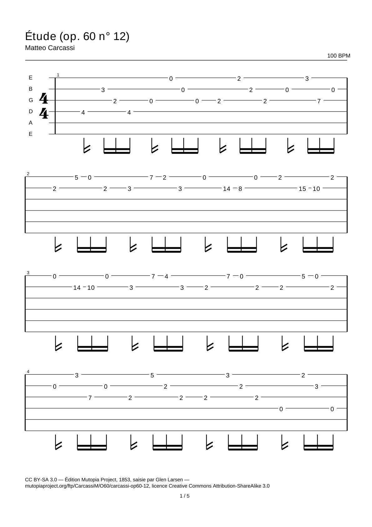 Study (Op. 60 No. 12) — Guitar Tab