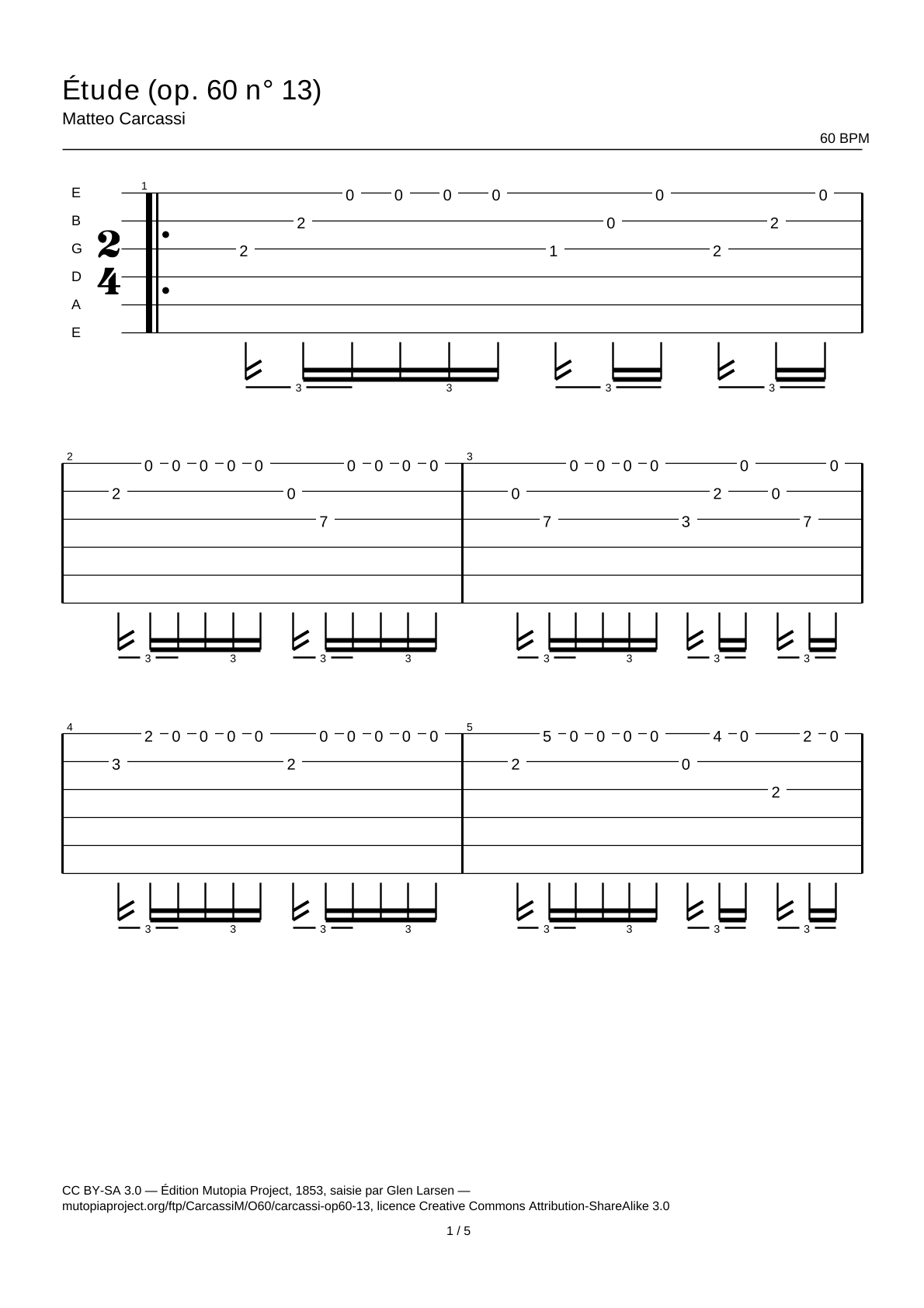 Study (Op. 60 No. 13) — Guitar Tab
