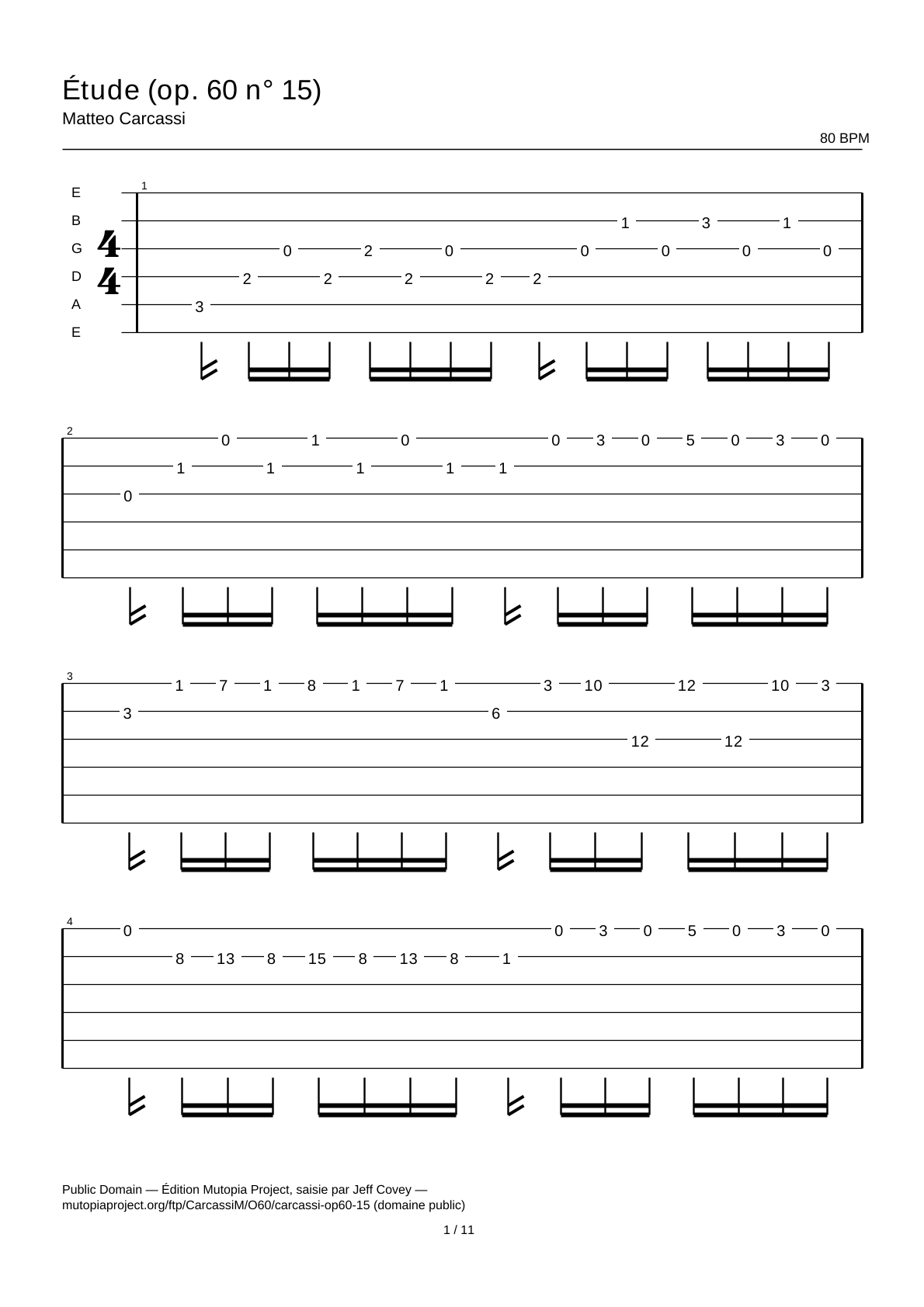 Study (Op. 60 No. 15) — Guitar Tab
