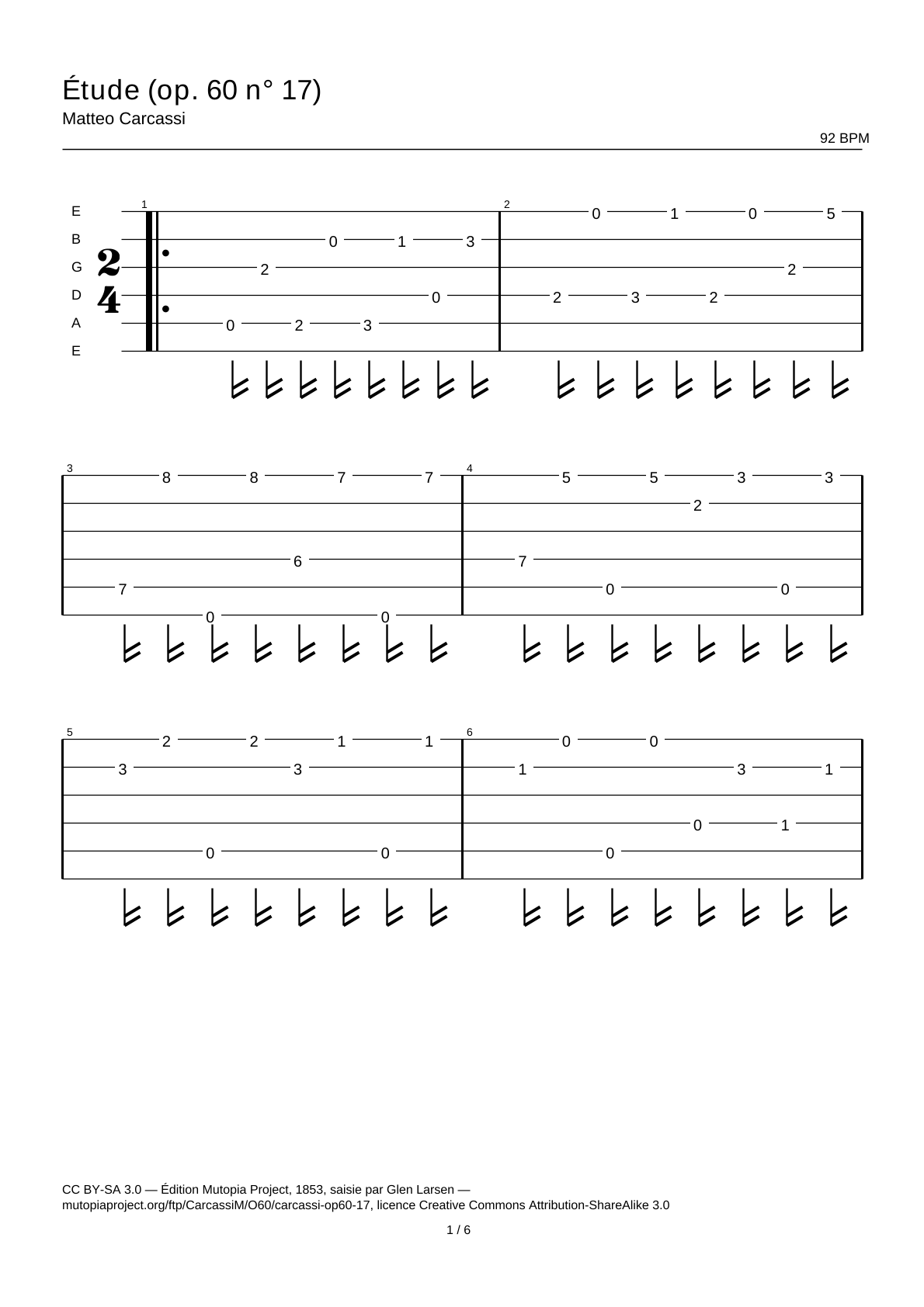 Study (Op. 60 No. 17) — Guitar Tab