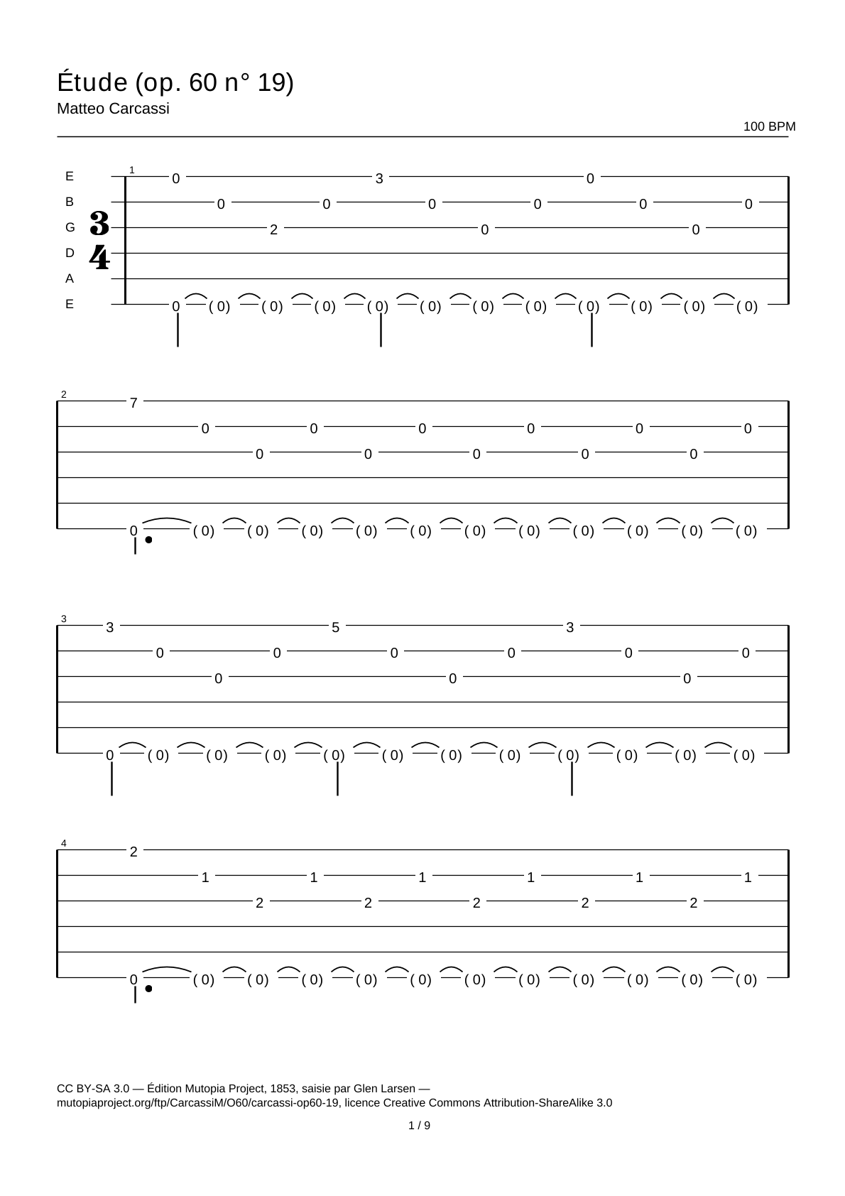Study (Op. 60 No. 19) — Guitar Tab