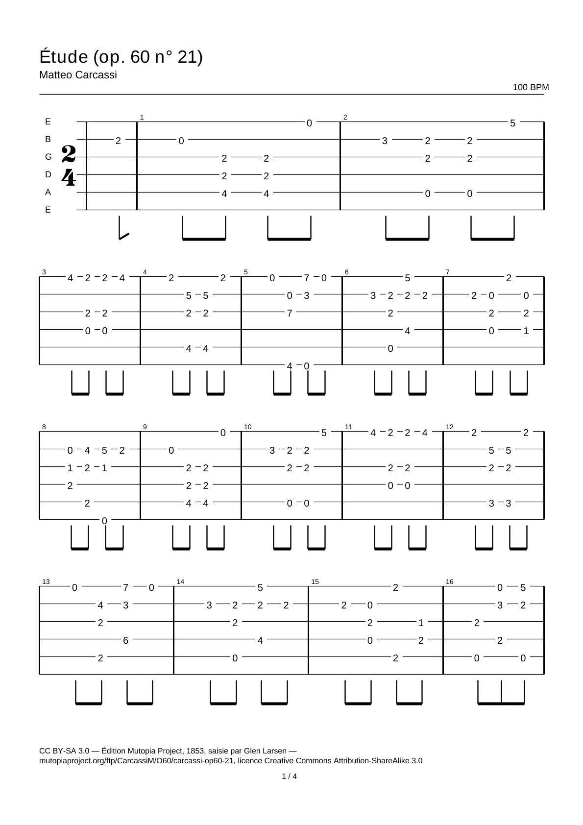 Study (Op. 60 No. 21) — Guitar Tab