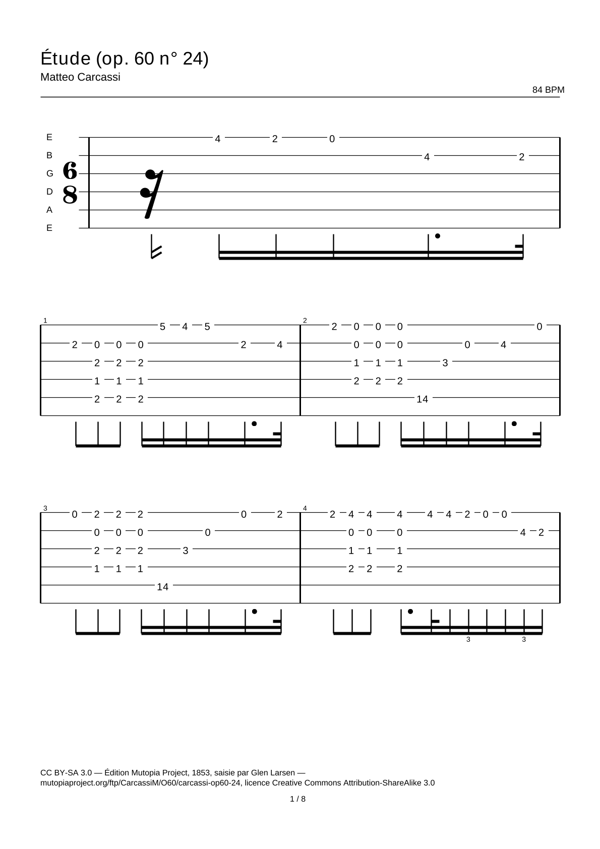 Study (Op. 60 No. 24) — Guitar Tab