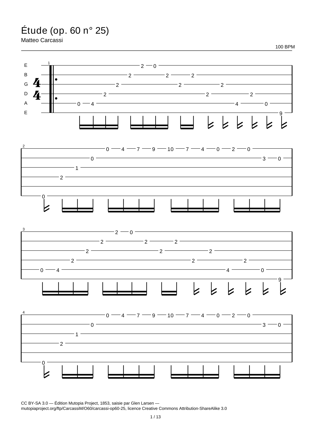 Study (Op. 60 No. 25) — Guitar Tab