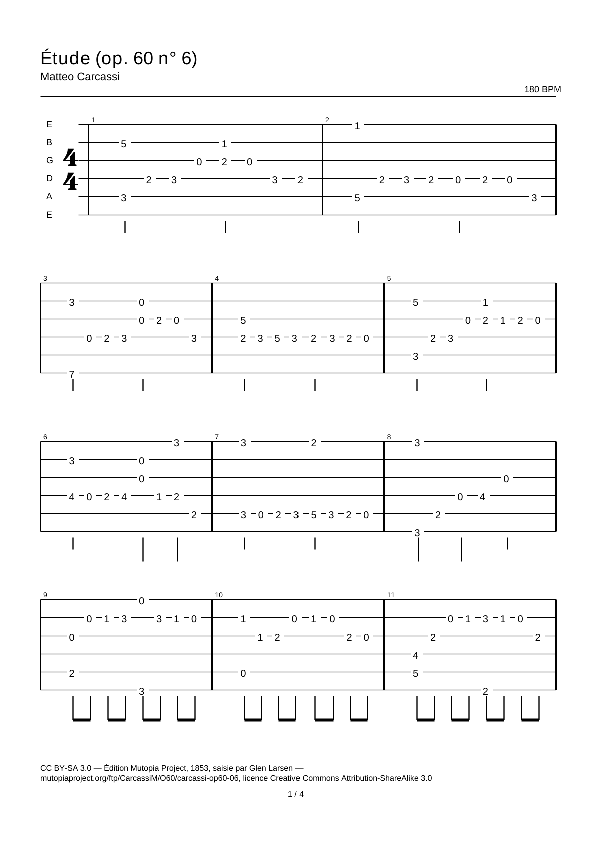 Study (Op. 60 No. 6) — Guitar Tab