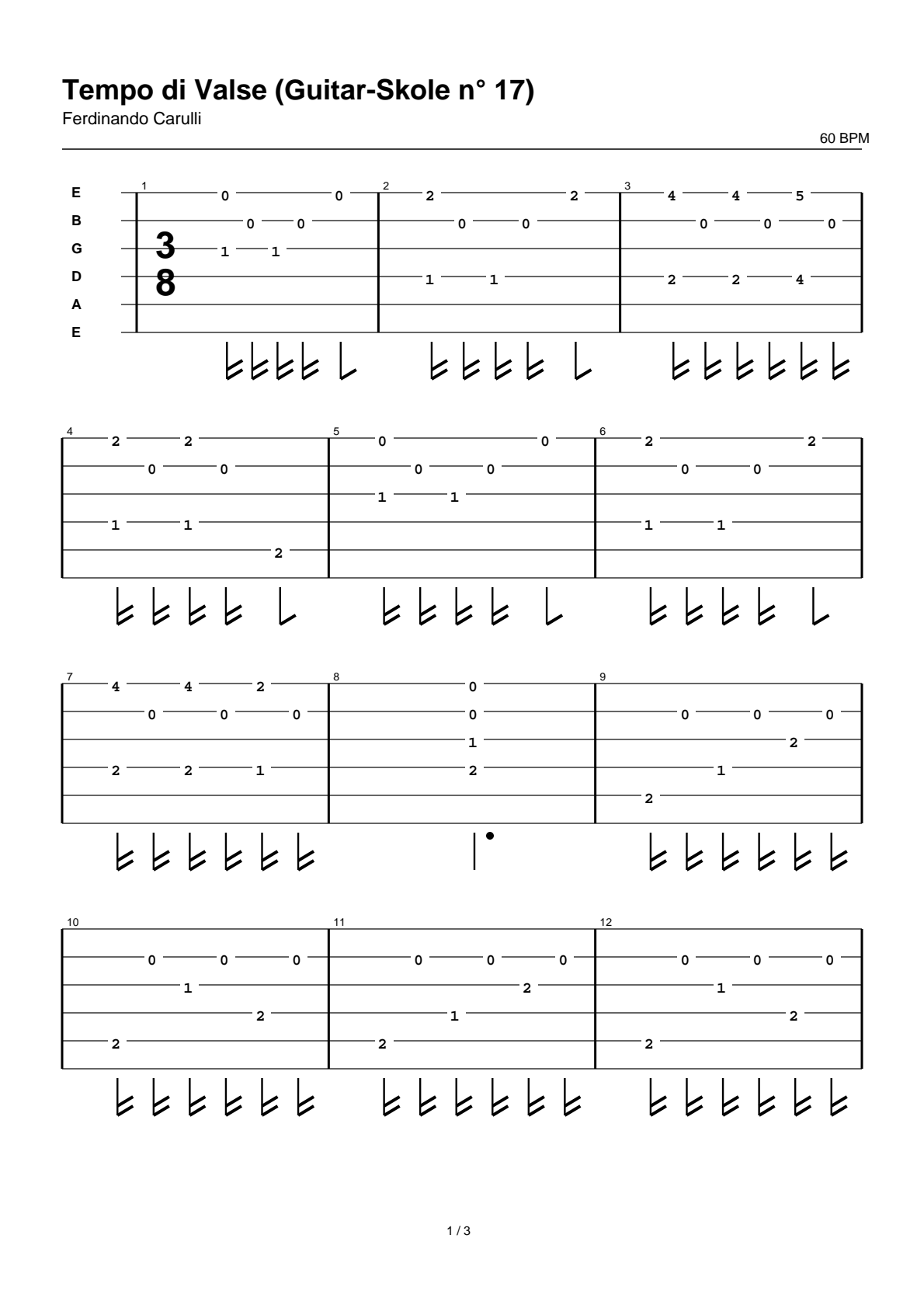 Tempo di Valse (Guitar-Skole n° 17) — Guitar Tab