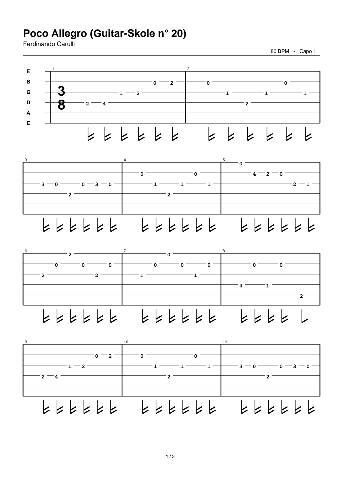 Poco Allegro (Guitar-Skole n° 20) — Guitar Tab