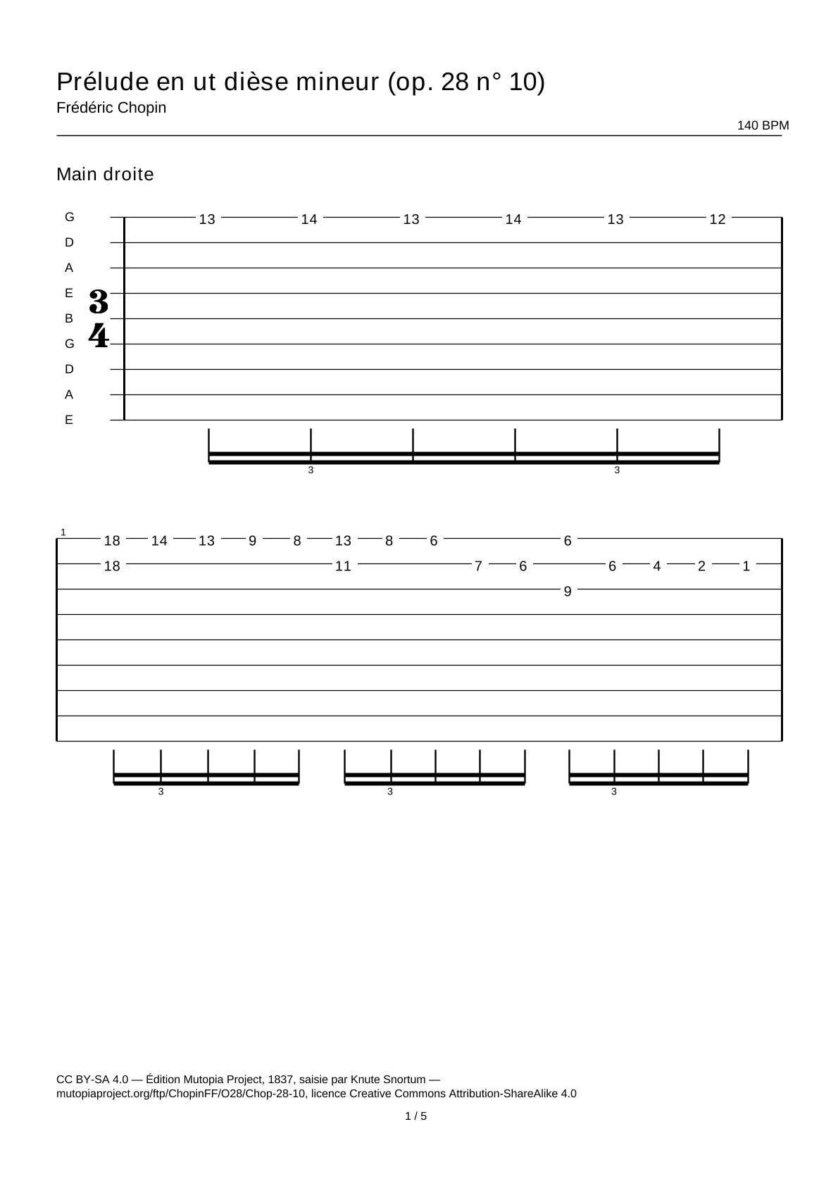 Prelude in C-sharp minor (Op. 28 No. 10) — Guitar Tab