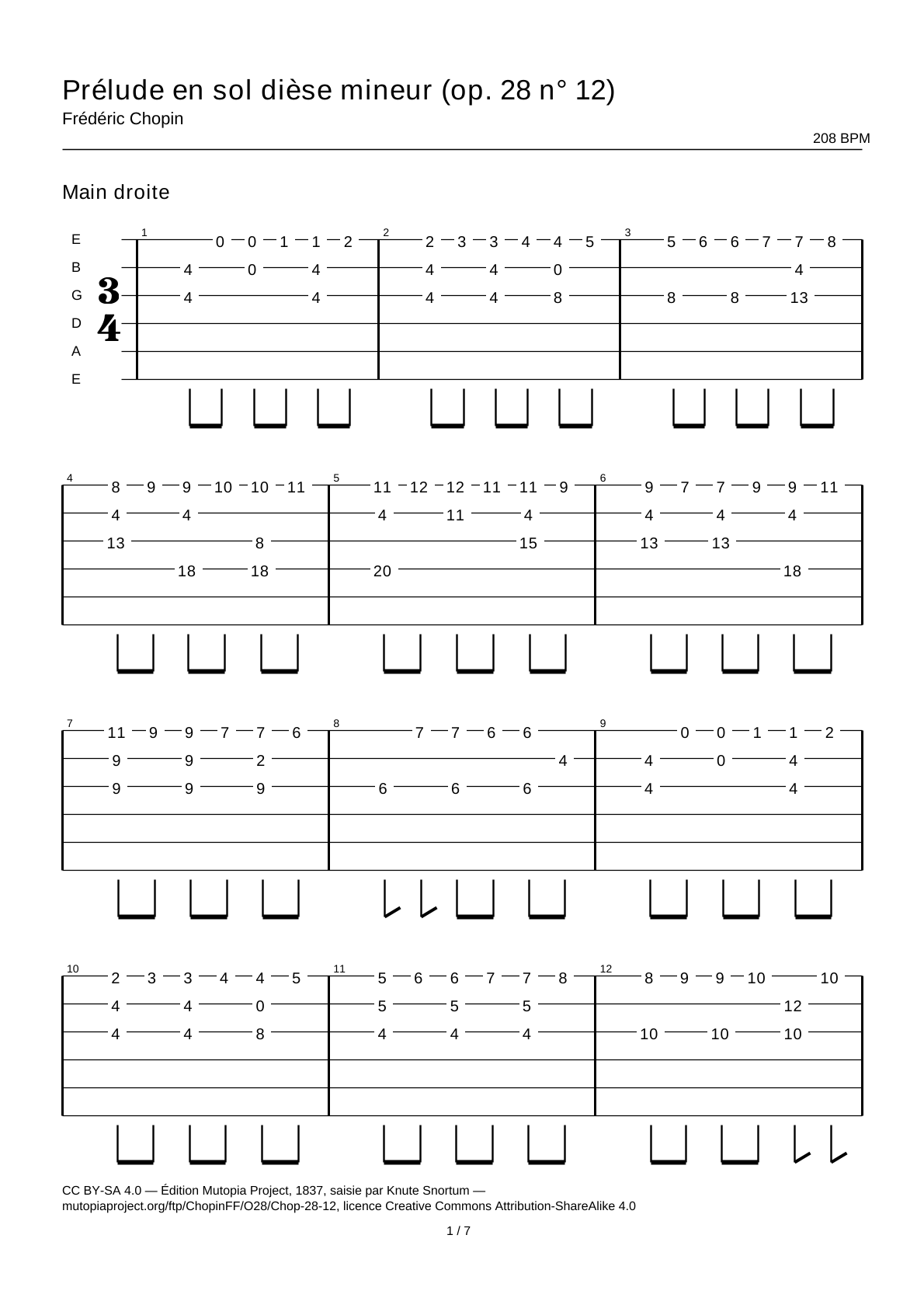 Prelude in G-sharp minor (Op. 28 No. 12) — Guitar Tab