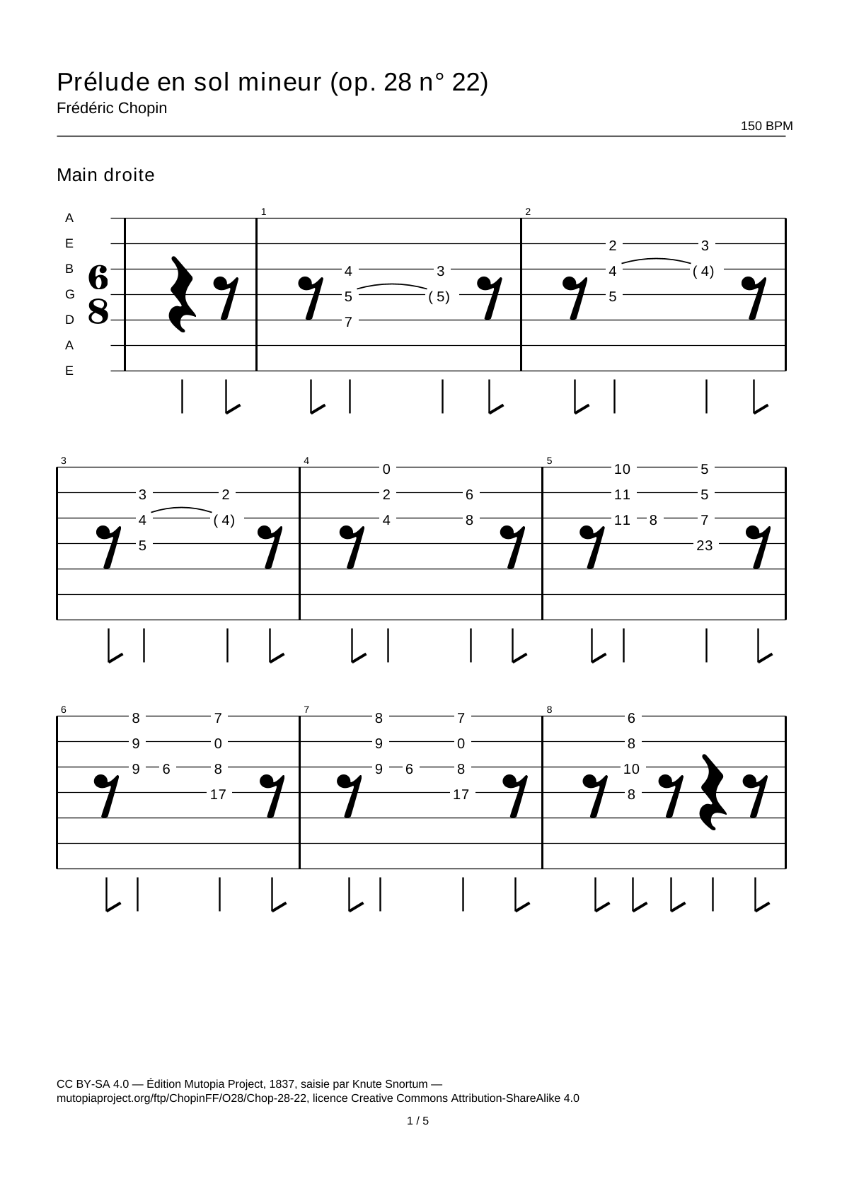 Prelude in G minor (Op. 28 No. 22) — Guitar Tab