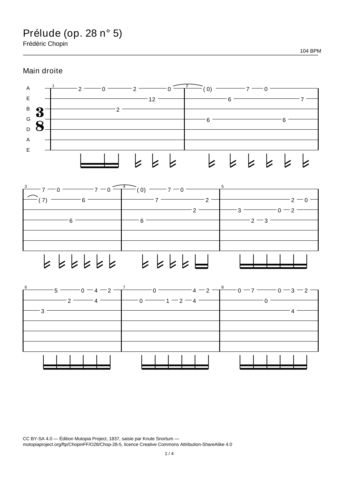 Prelude (Op. 28 No. 5) — Guitar Tab