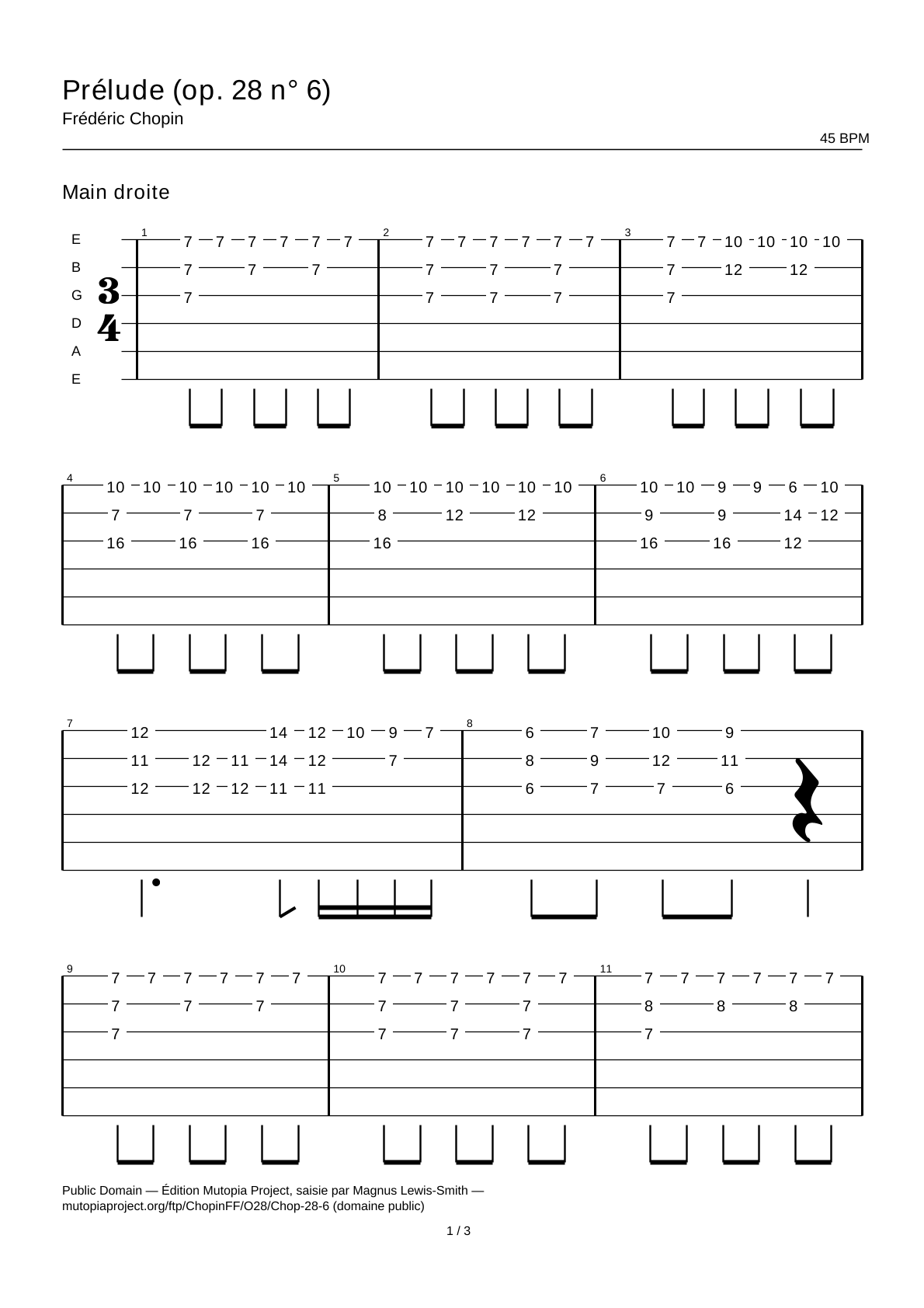 Prelude (Op. 28 No. 6) — Guitar Tab