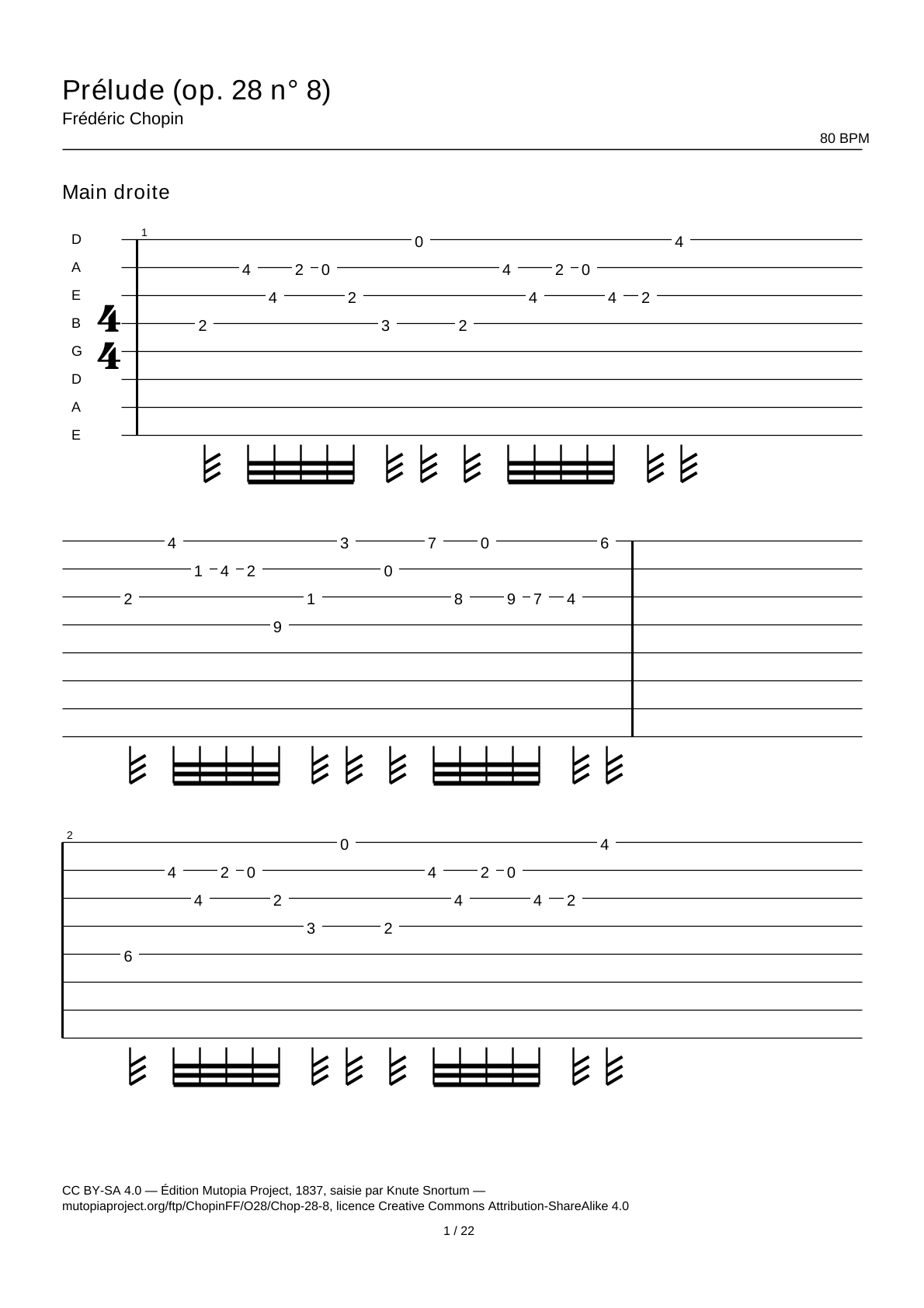 Prelude (Op. 28 No. 8) — Guitar Tab