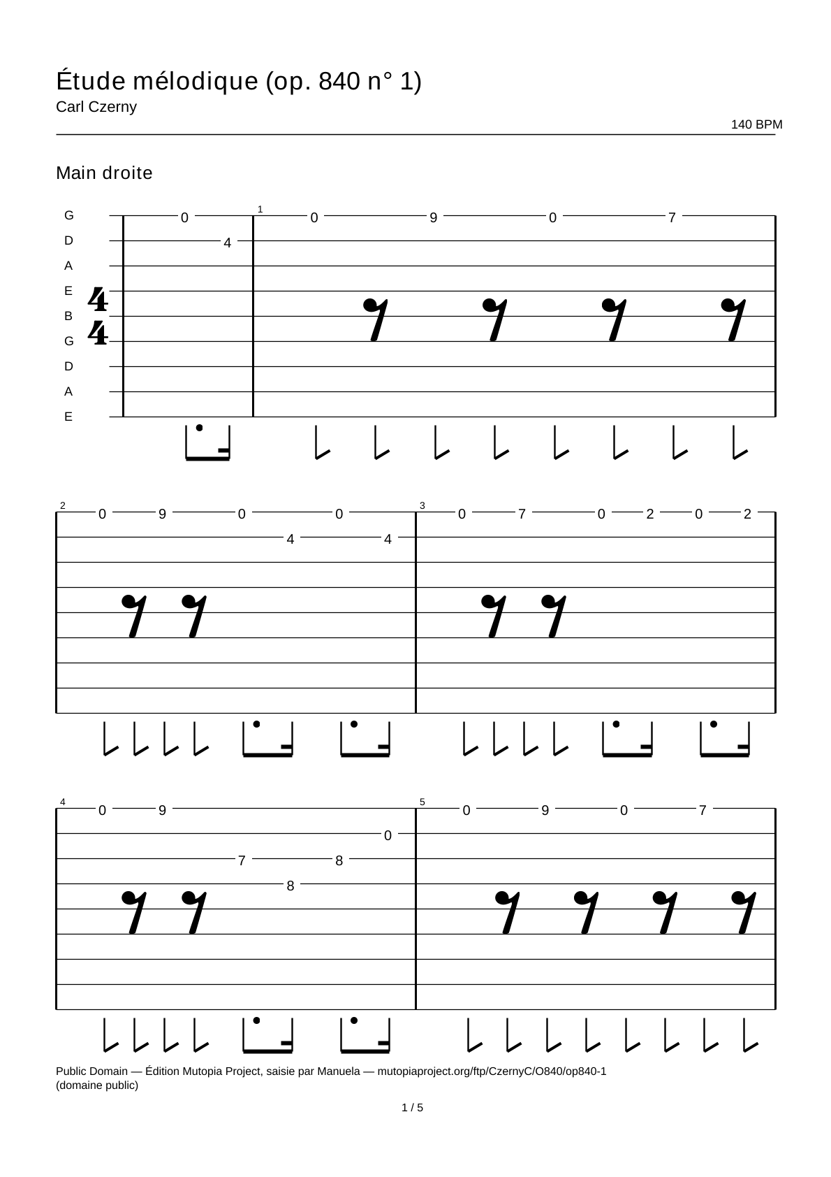 Melodic Study (Op. 840 No. 1) — Guitar Tab