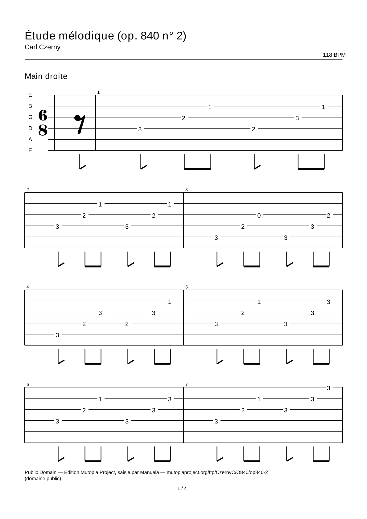 Melodic Study (Op. 840 No. 2) — Guitar Tab