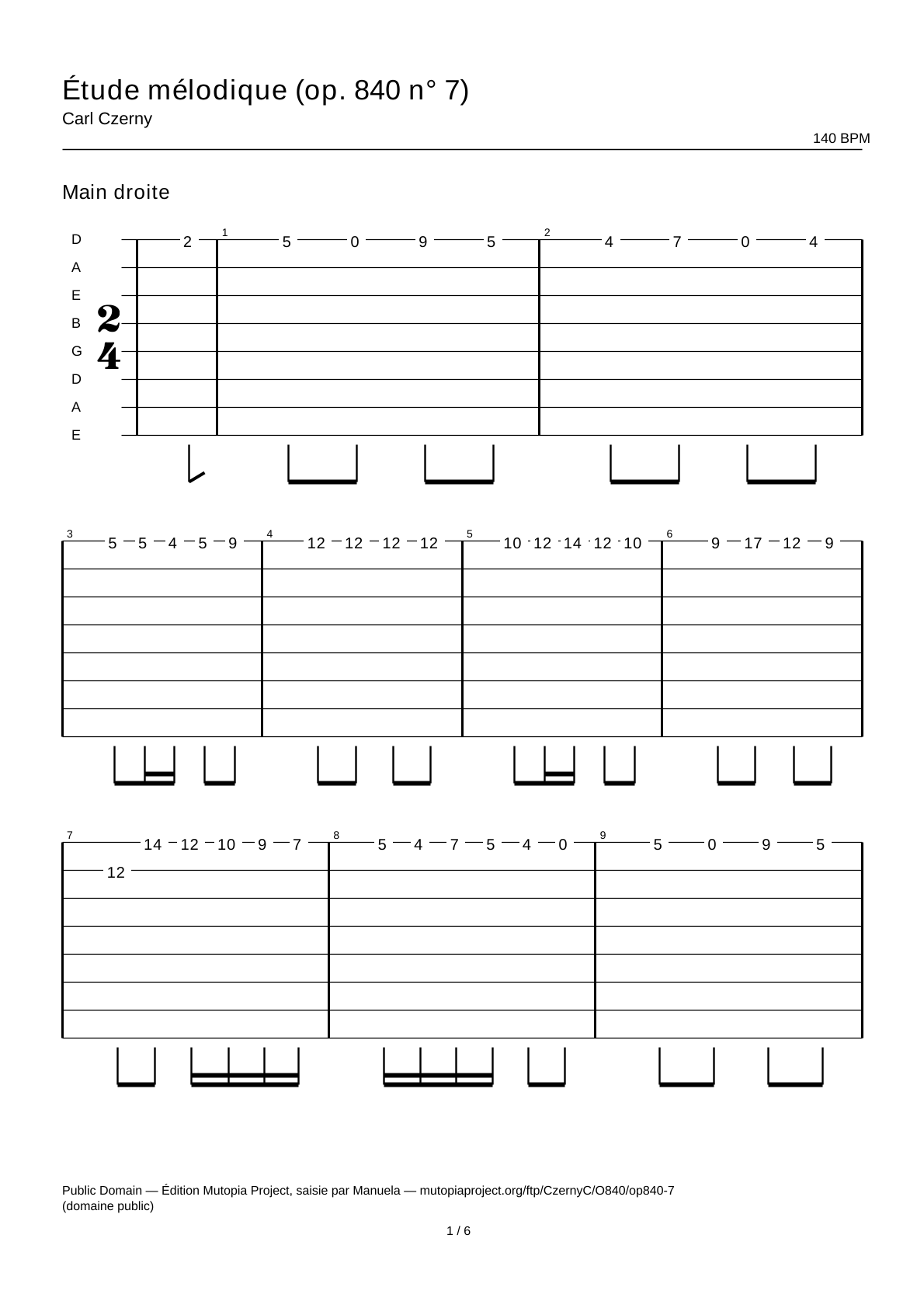 Melodic Study (Op. 840 No. 7) — Guitar Tab