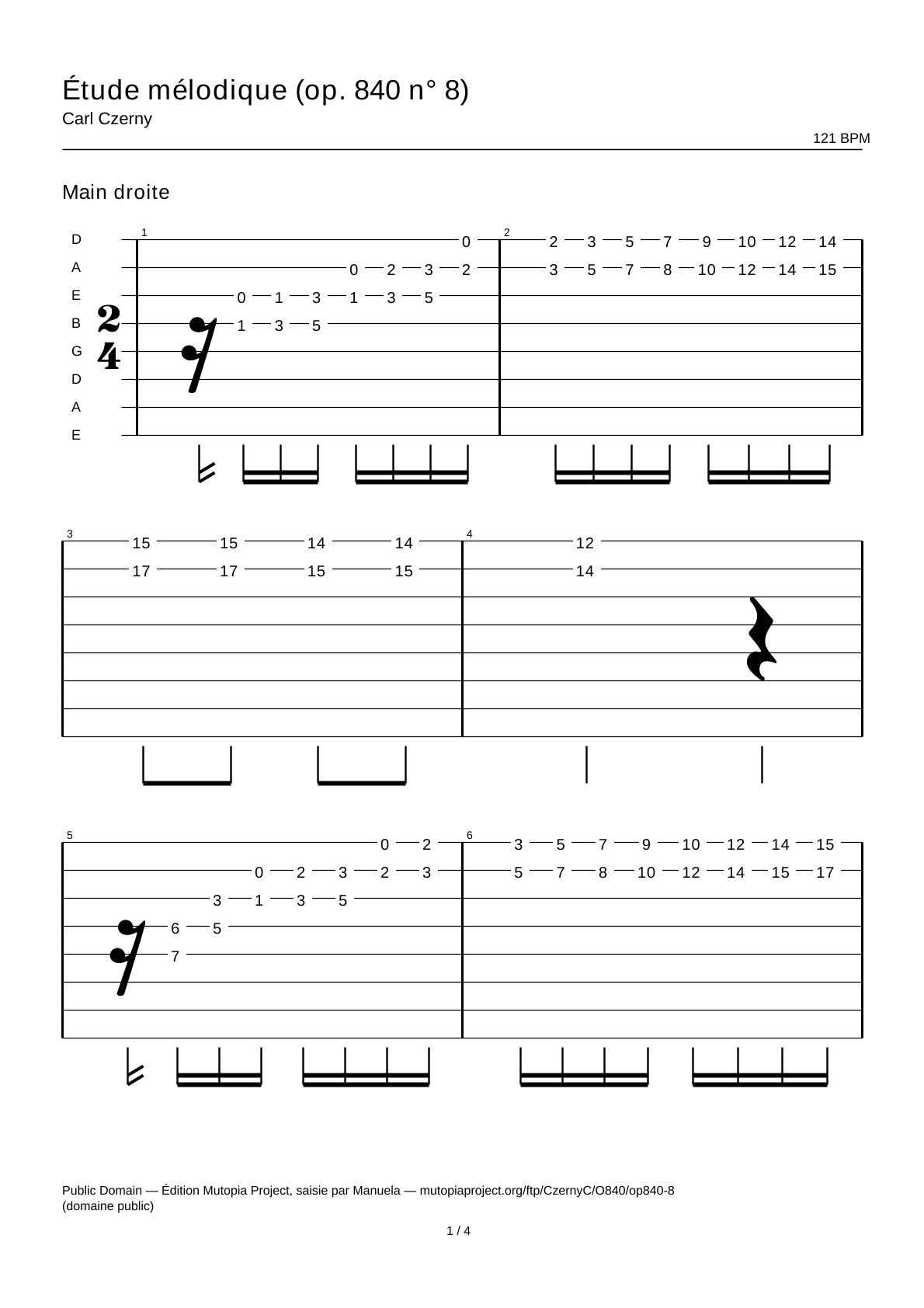 Melodic Study (Op. 840 No. 8) — Guitar Tab