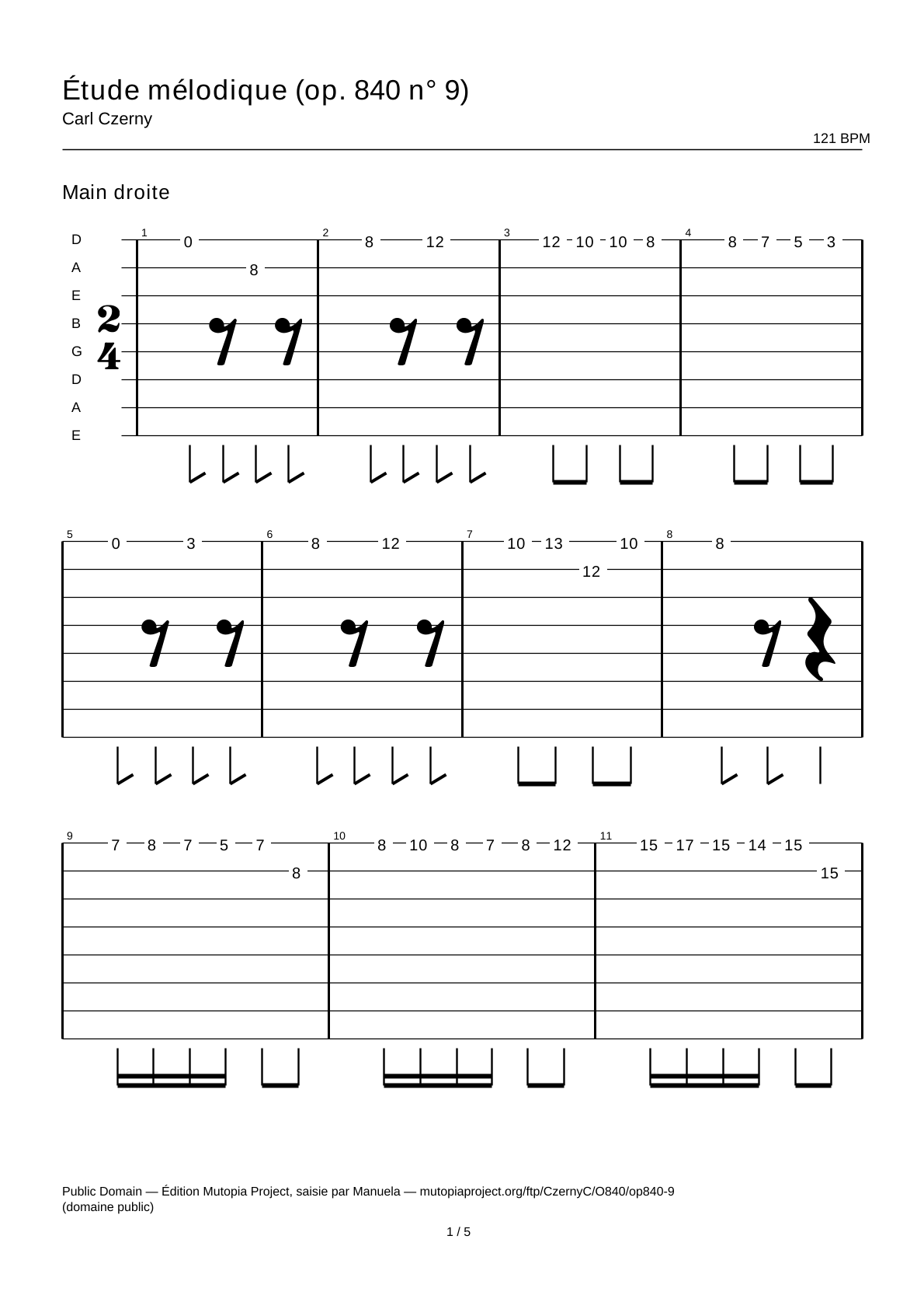Melodic Study (Op. 840 No. 9) — Guitar Tab