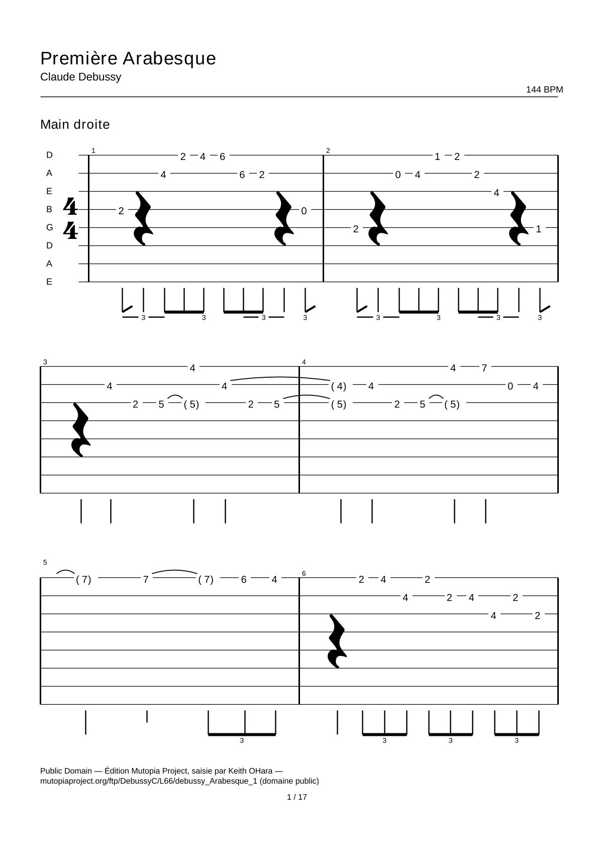 Arabesque No. 1 — Guitar Tab