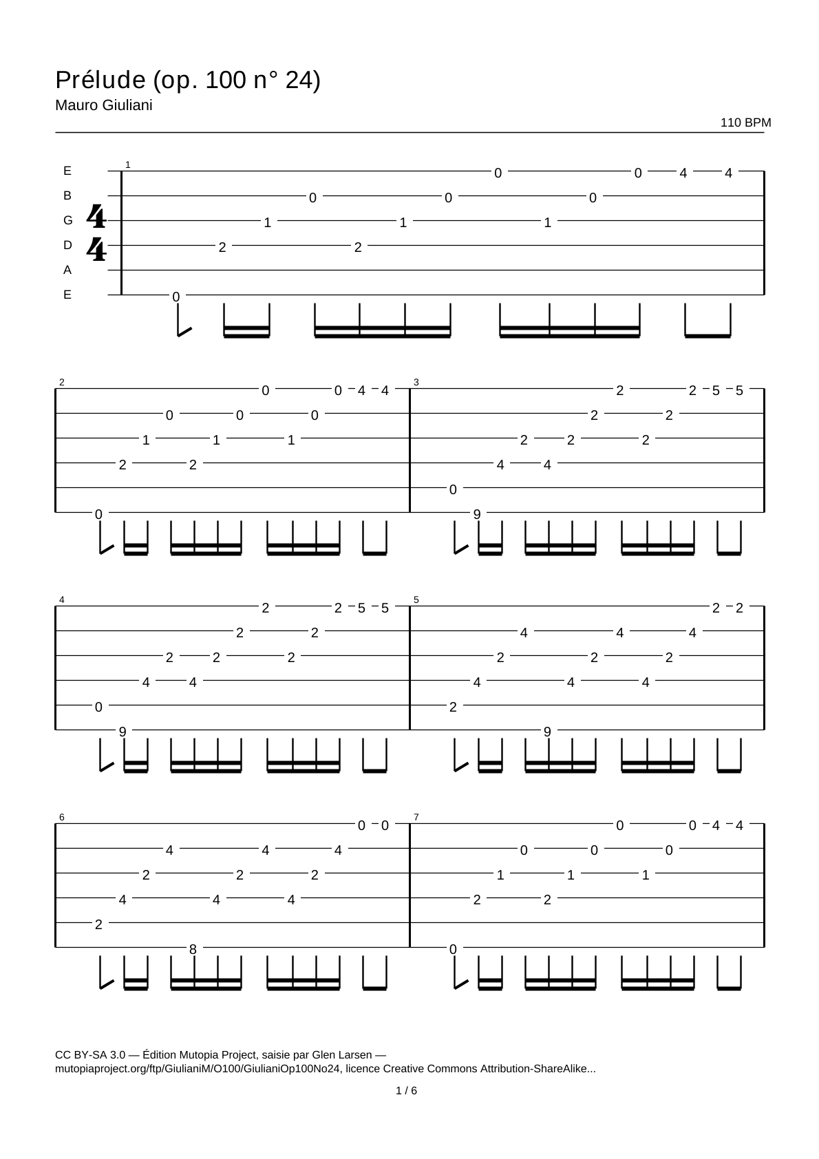 Prelude (Op. 100 No. 24) — Guitar Tab