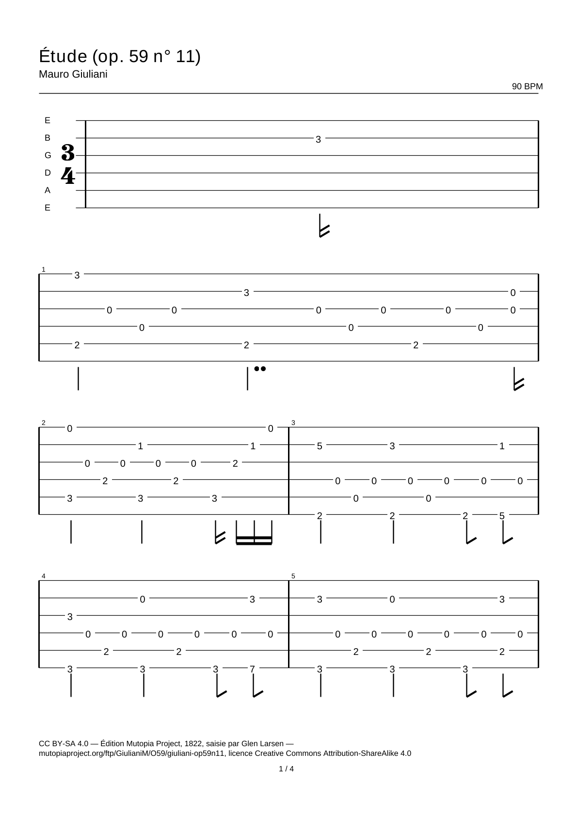 Study (Op. 59 No. 11) — Guitar Tab