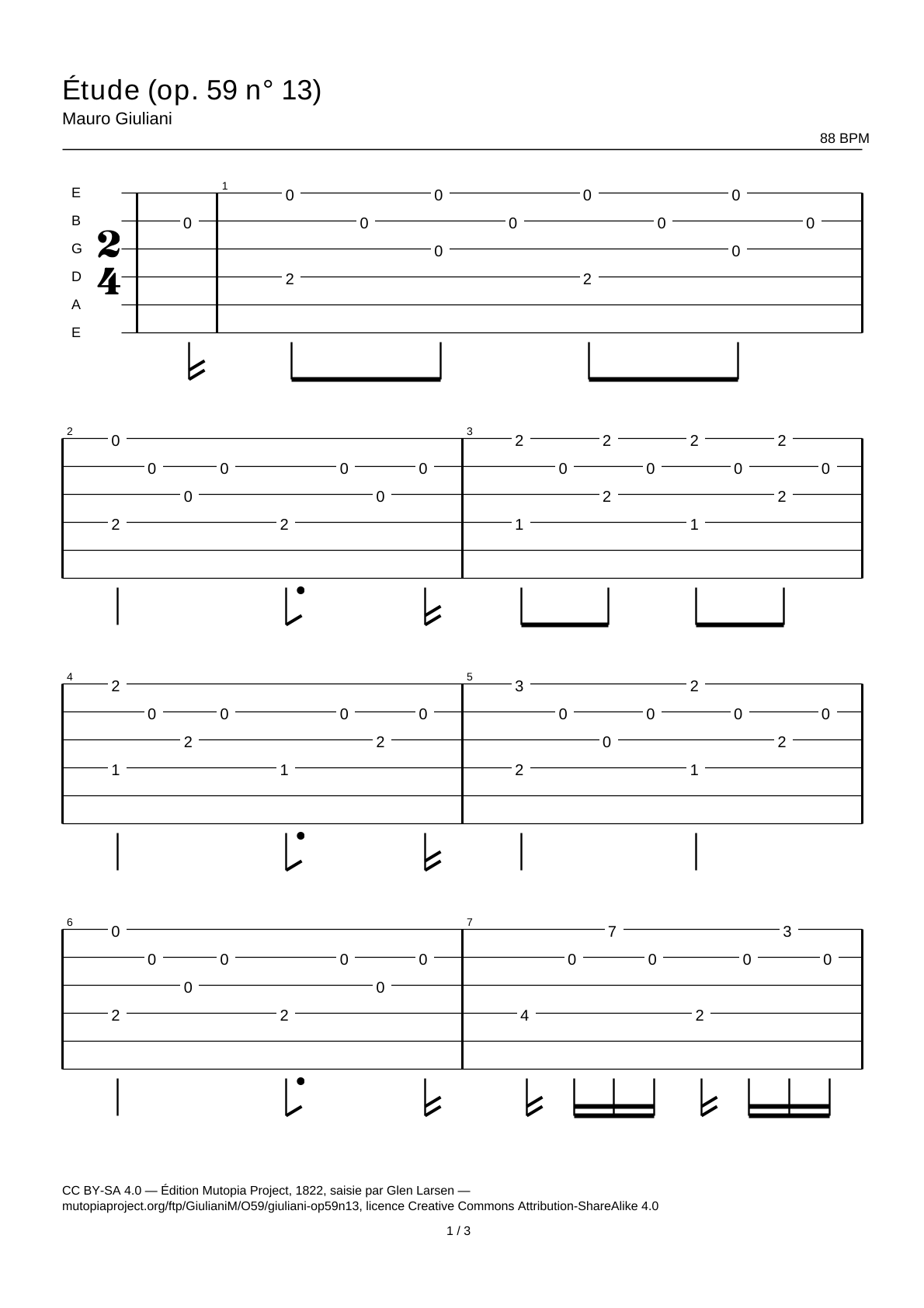 Study (Op. 59 No. 13) — Guitar Tab