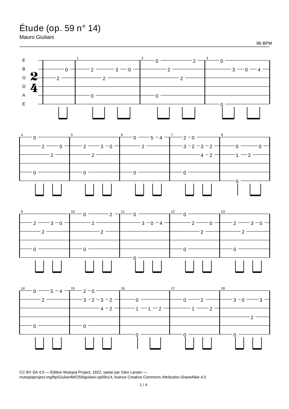 Study (Op. 59 No. 14) — Guitar Tab