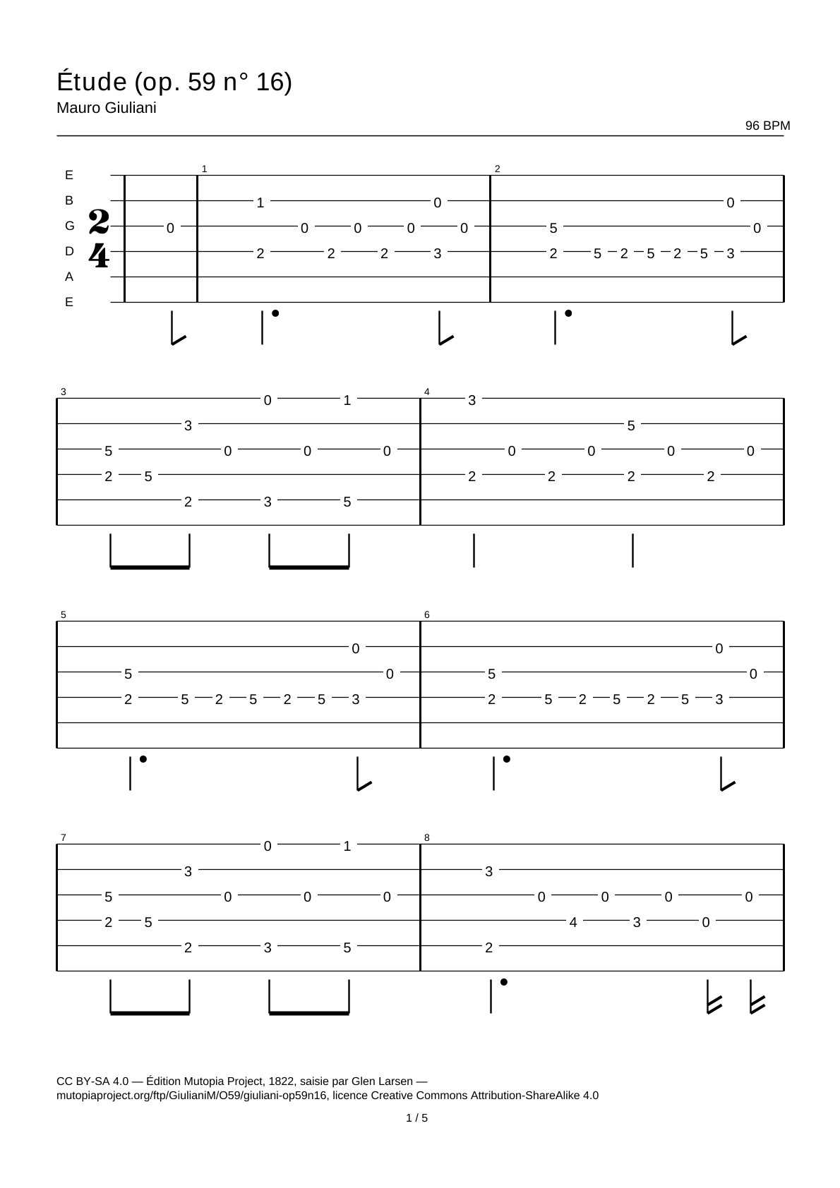 Study (Op. 59 No. 16) — Guitar Tab