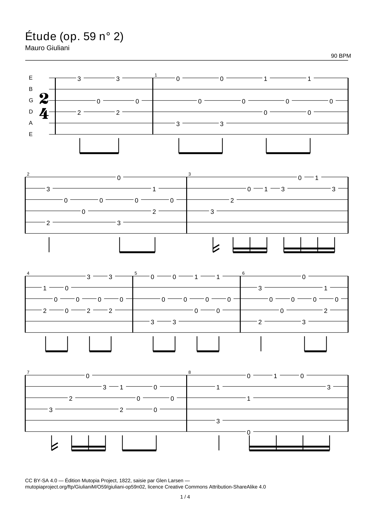 Study (Op. 59 No. 2) — Guitar Tab