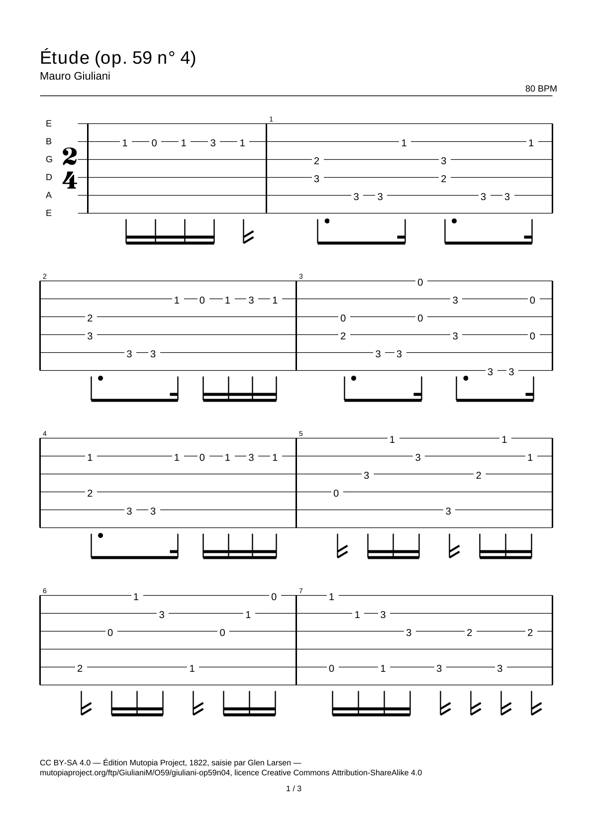 Study (Op. 59 No. 4) — Guitar Tab