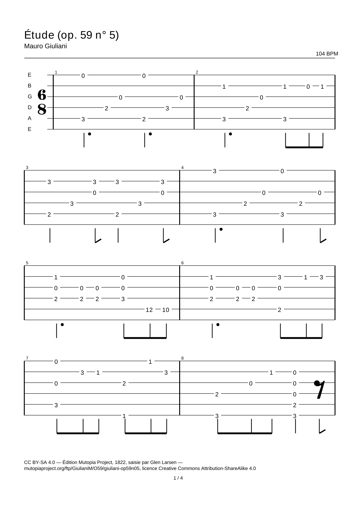 Study (Op. 59 No. 5) — Guitar Tab